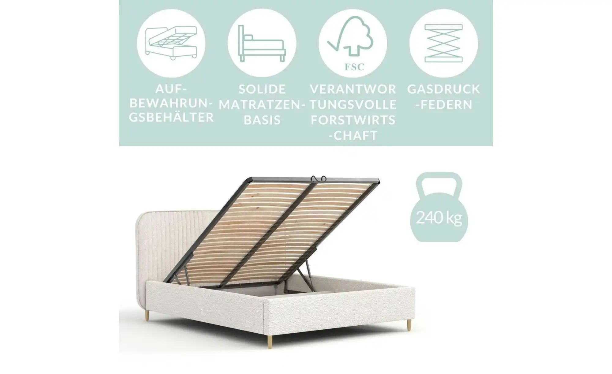 Polsterbett   ¦ grau ¦ Maße (cm): B: 191 H: 116 Betten > Polsterbetten - Hö günstig online kaufen