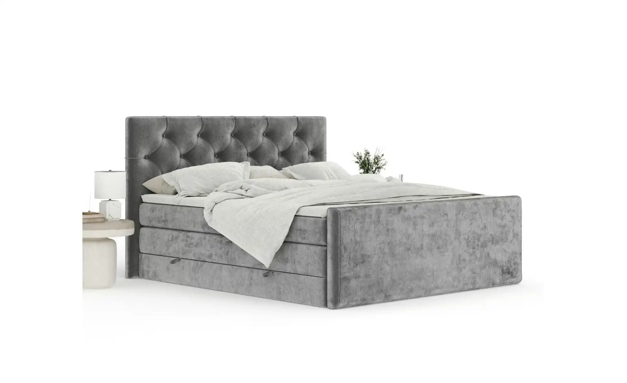 Boxspringbett mit Stauraum   ¦ grau ¦ Maße (cm): B: 182 H: 118 Betten > Kom günstig online kaufen