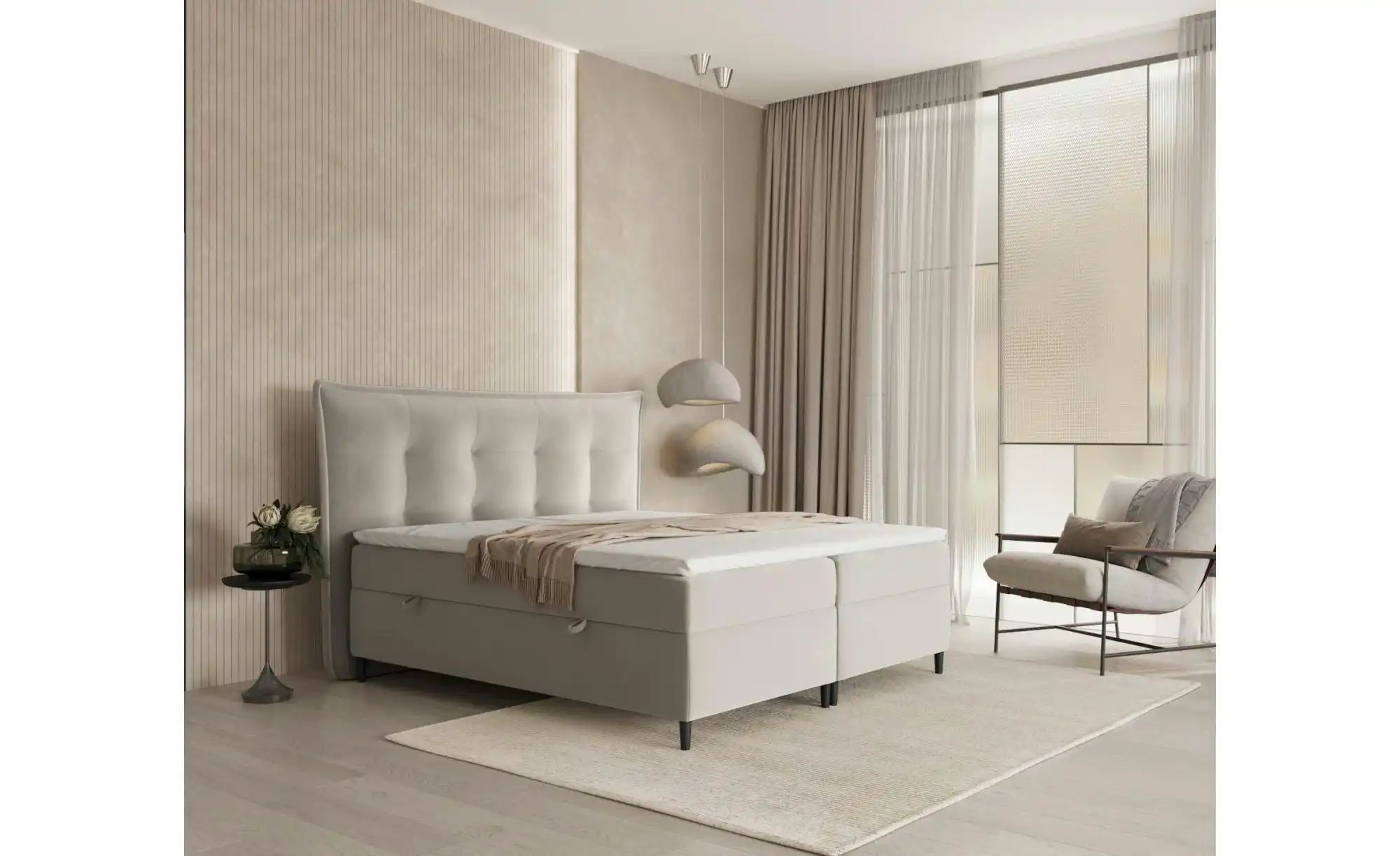 Boxspringbett mit Stauraum   ¦ beige ¦ Maße (cm): B: 233 H: 130 Betten > Ko günstig online kaufen