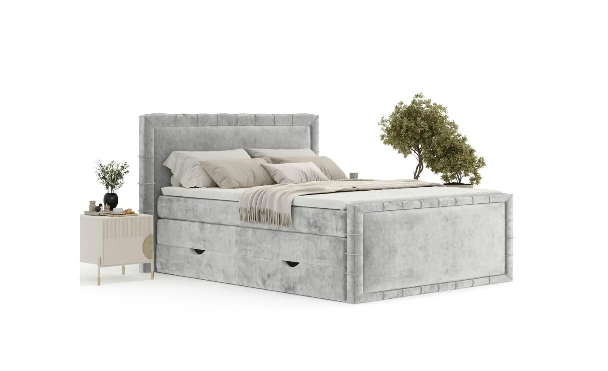 Boxspringbett mit Stauraum   ¦ grau ¦ Maße (cm): B: 227 H: 123 Betten > Kom günstig online kaufen