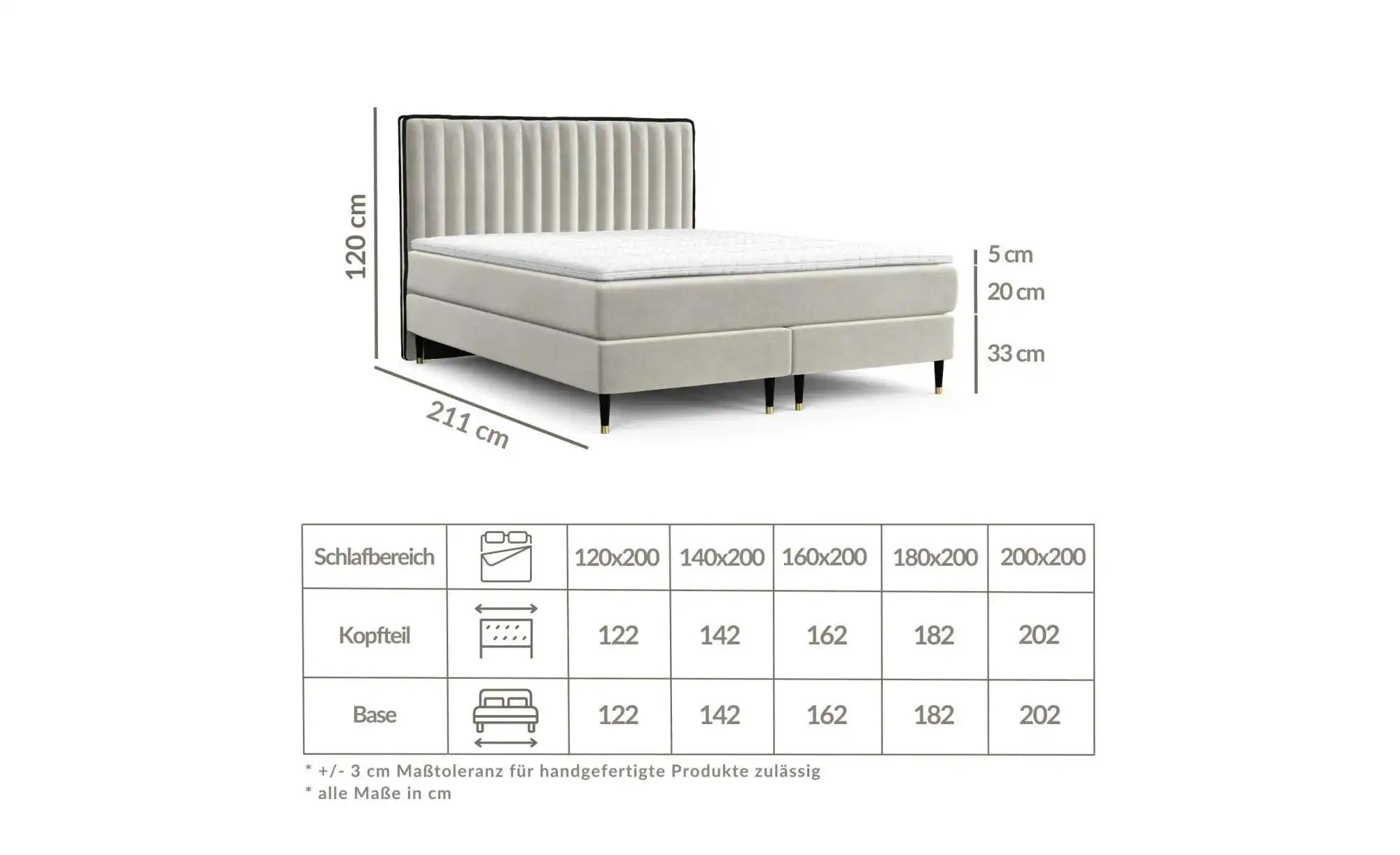 Boxspringbett   ¦ beige ¦ Maße (cm): B: 162 H: 120 Betten > Komfortbetten - günstig online kaufen
