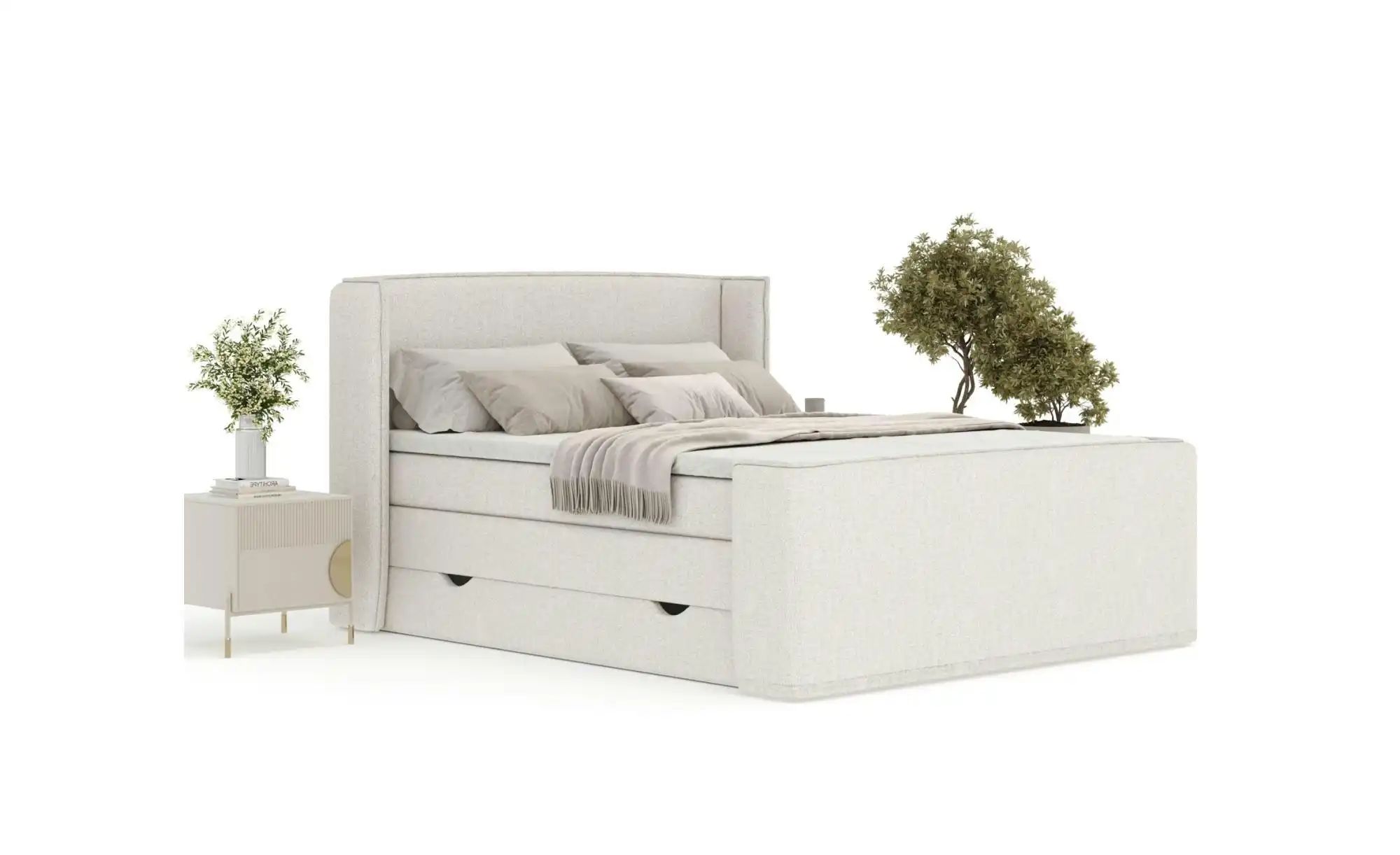 Boxspringbett mit Stauraum   ¦ beige ¦ Maße (cm): B: 218 H: 117 Betten > Ko günstig online kaufen