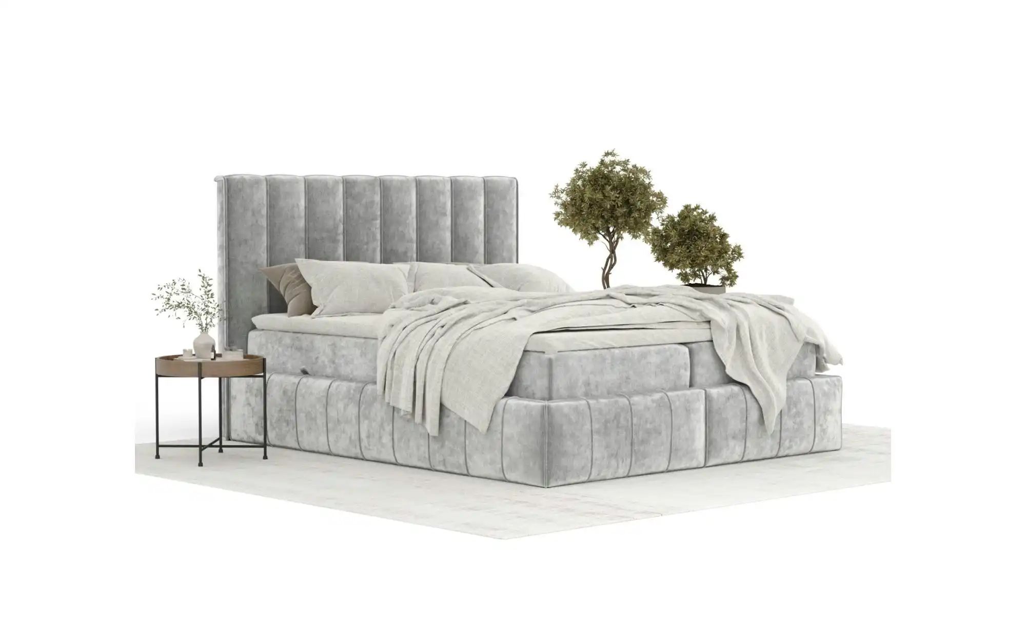 Boxspringbett mit Stauraum   ¦ grau ¦ Maße (cm): B: 185 H: 124 Betten > Kom günstig online kaufen