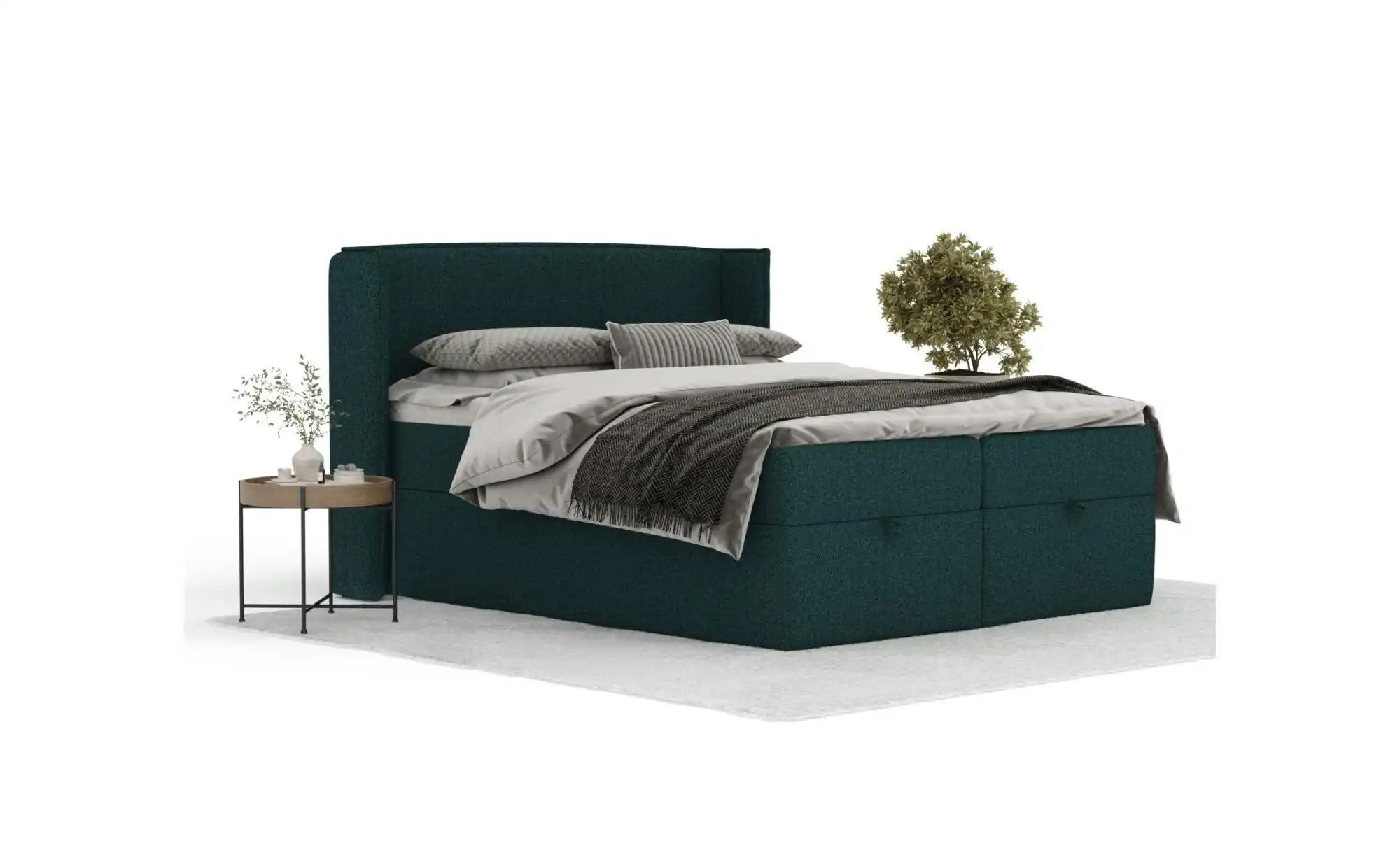 Boxspringbett mit Stauraum   ¦ grün ¦ Maße (cm): B: 158 H: 117 Betten > Kom günstig online kaufen