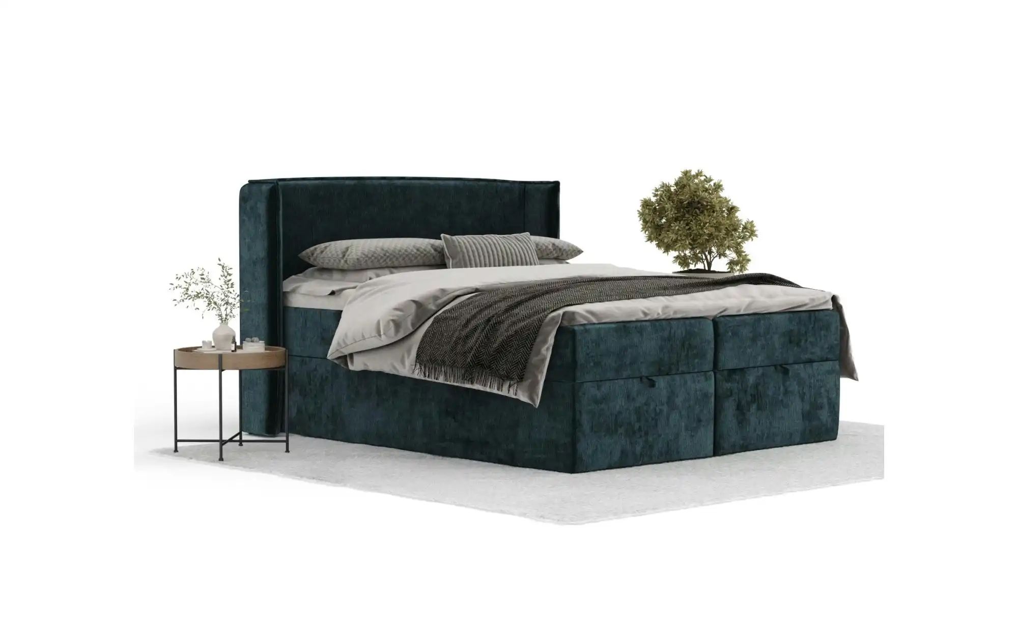 Boxspringbett mit Stauraum   ¦ grün ¦ Maße (cm): B: 178 H: 117 Betten > Kom günstig online kaufen