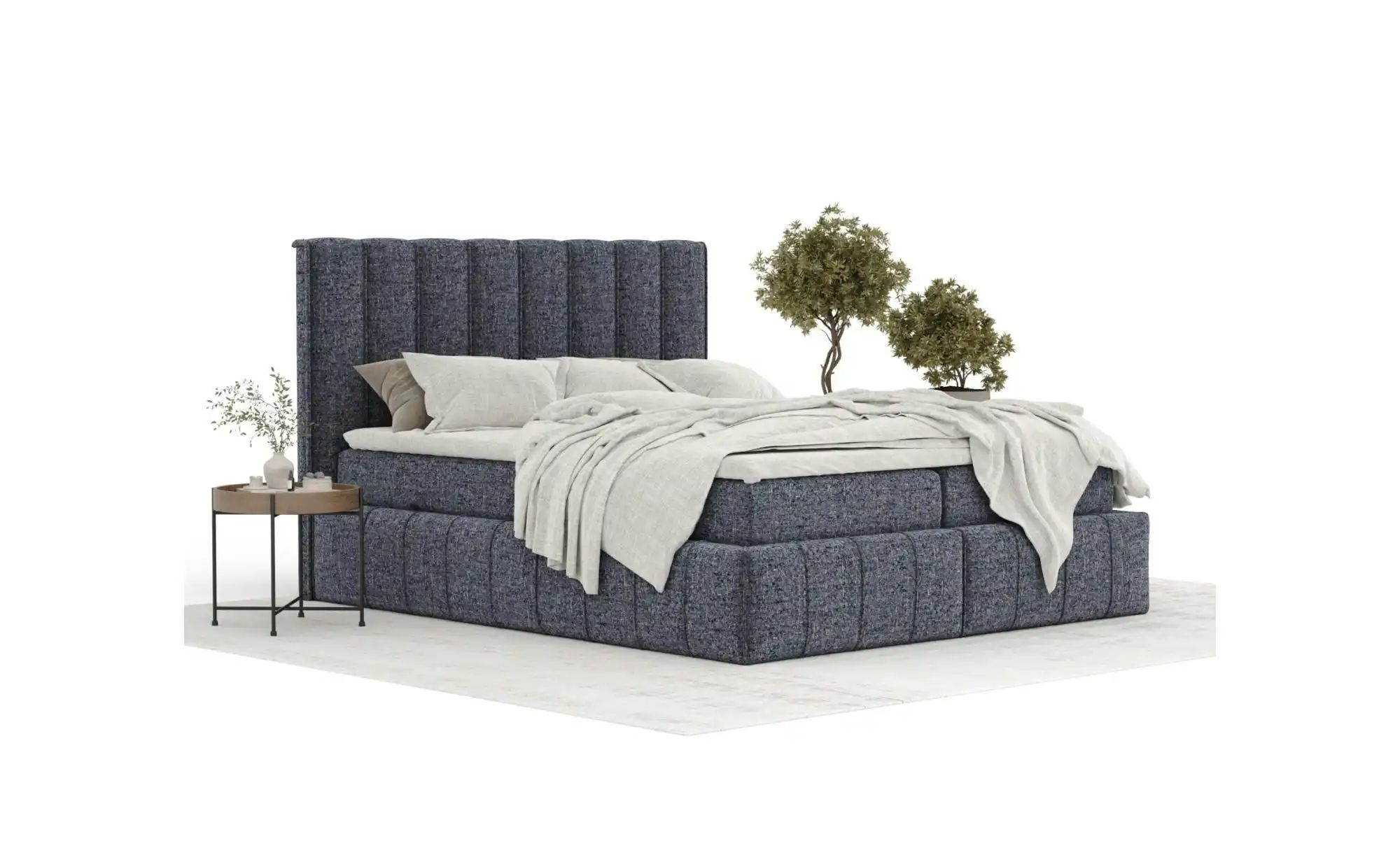 Boxspringbett mit Stauraum   ¦ blau ¦ Maße (cm): B: 165 H: 124 Betten > Kom günstig online kaufen