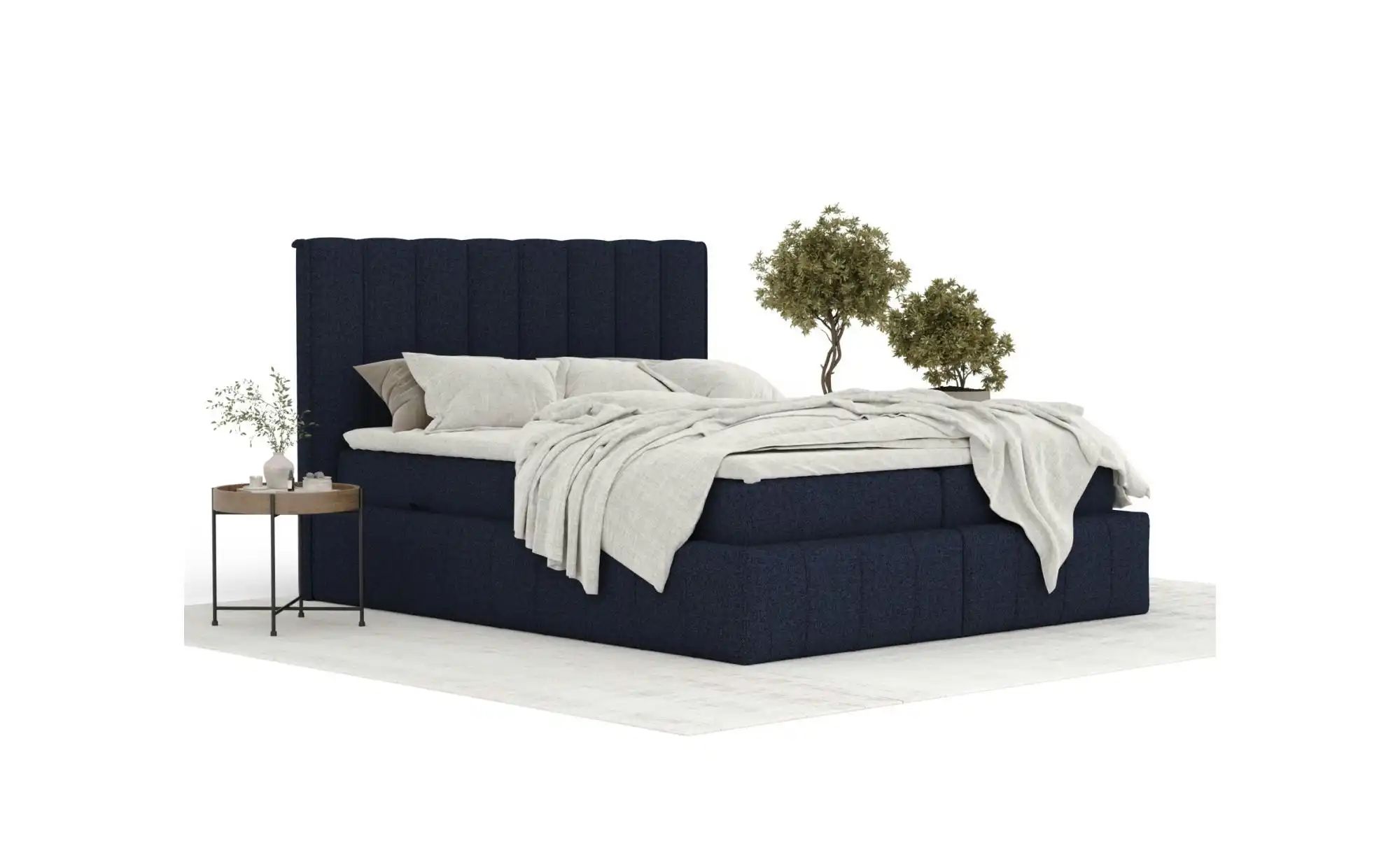 Boxspringbett mit Stauraum   ¦ blau ¦ Maße (cm): B: 185 H: 124 Betten > Kom günstig online kaufen