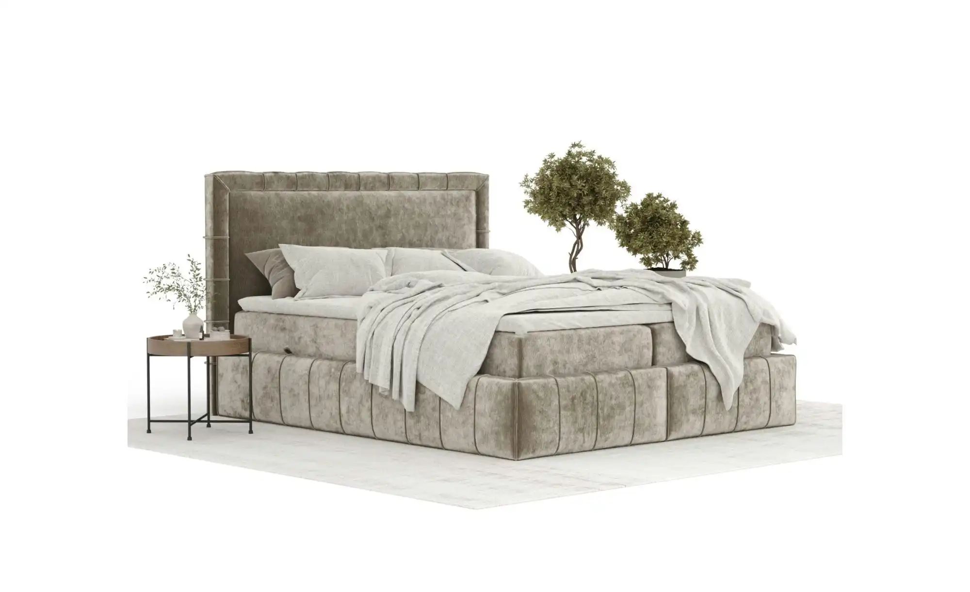 Boxspringbett mit Stauraum   ¦ beige ¦ Maße (cm): B: 187 H: 123 Betten > Ko günstig online kaufen