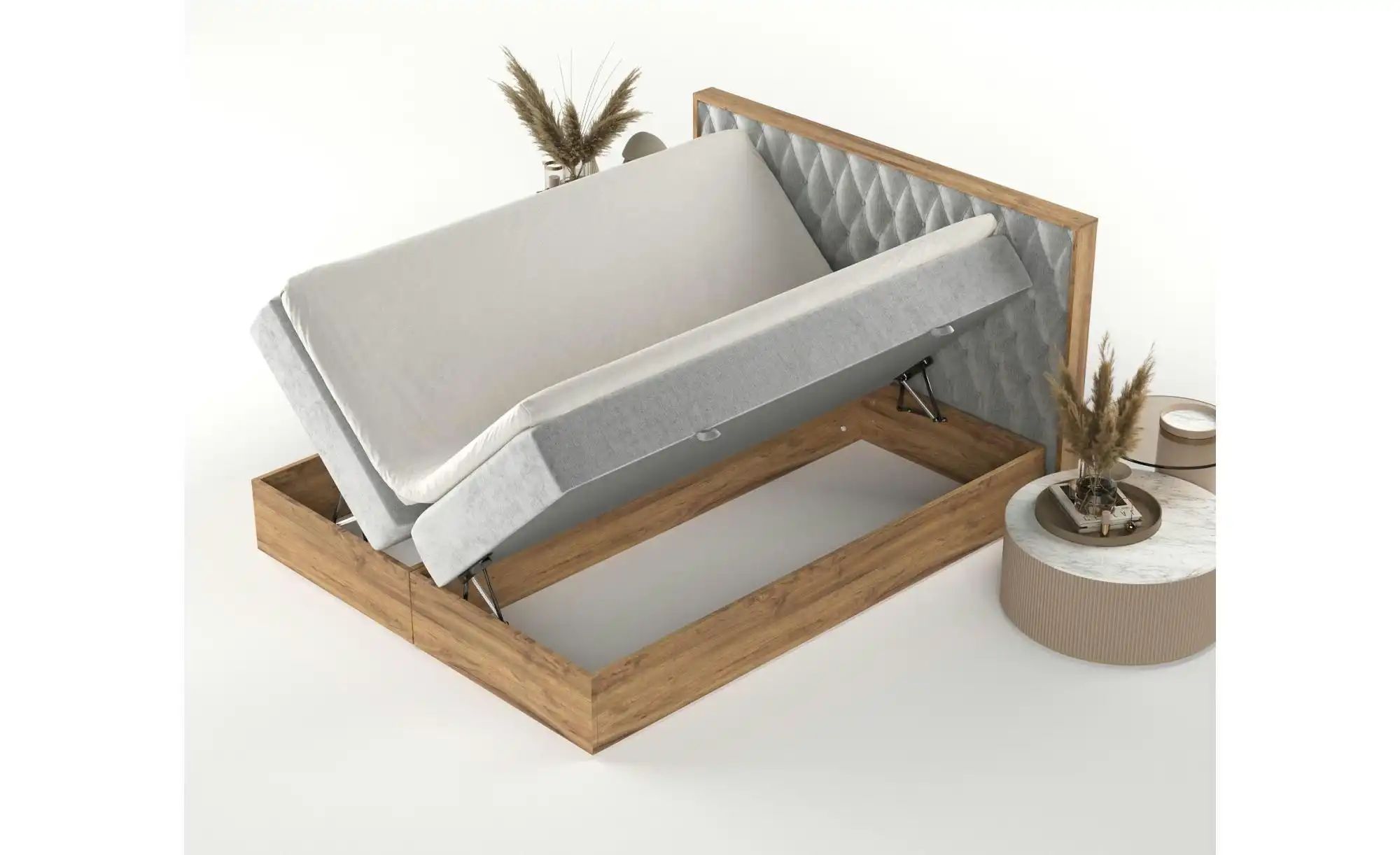 Boxspringbett mit Stauraum   ¦ grau ¦ Maße (cm): B: 149 H: 105 Betten > Ein günstig online kaufen