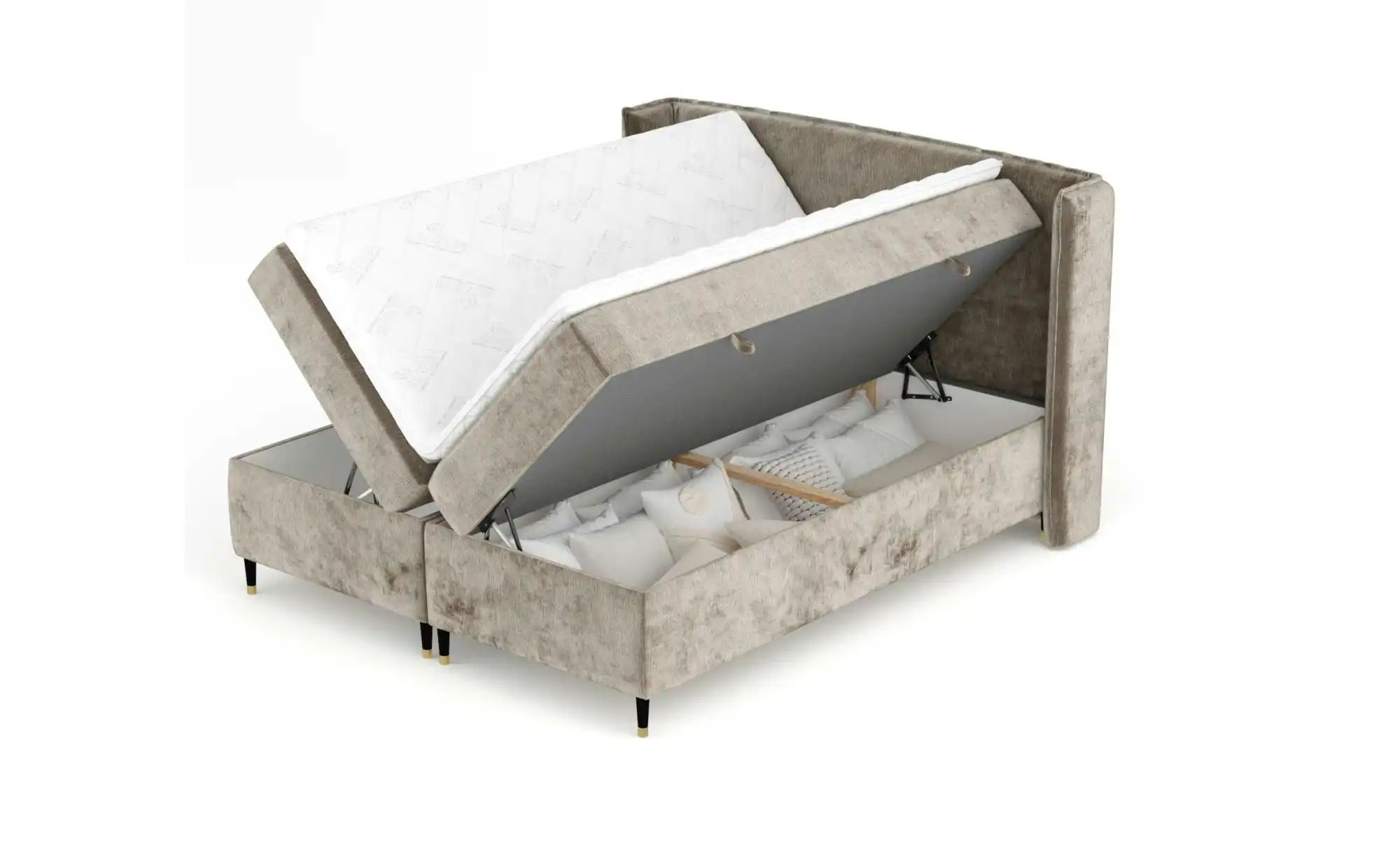 Boxspringbett mit Stauraum   ¦ beige ¦ Maße (cm): B: 158 H: 117 Betten > Ko günstig online kaufen