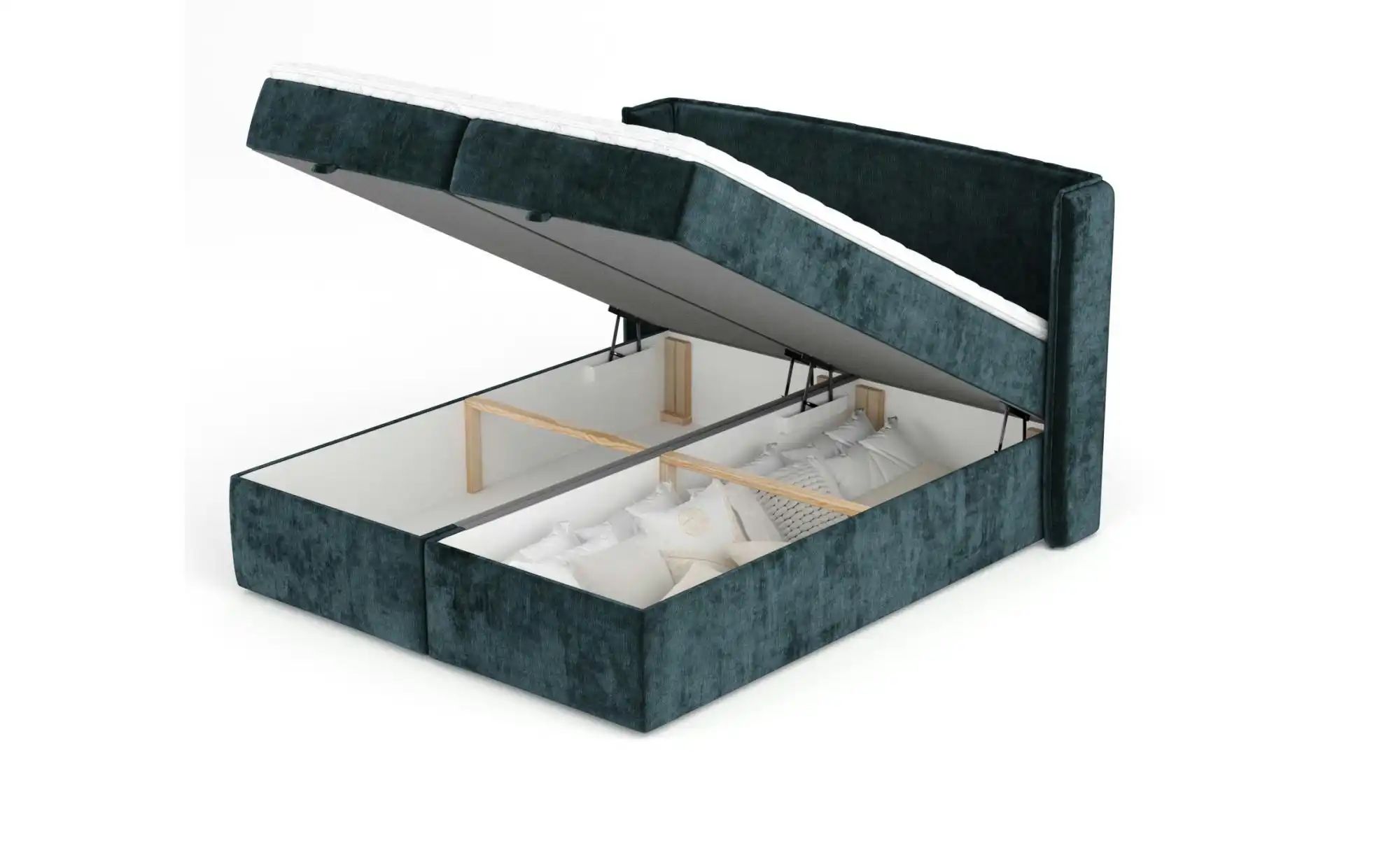 Boxspringbett mit Stauraum   ¦ grün ¦ Maße (cm): B: 158 H: 117 Betten > Kom günstig online kaufen