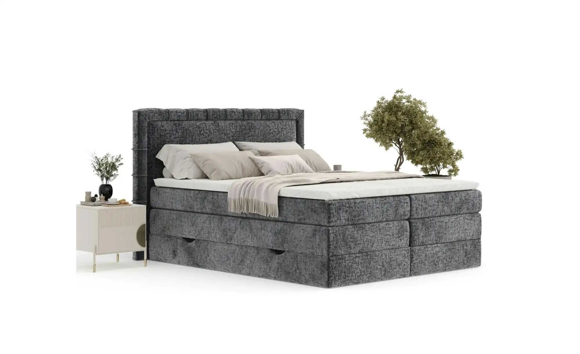 Boxspringbett mit Stauraum   ¦ grau ¦ Maße (cm): B: 187 H: 123 Betten > Kom günstig online kaufen