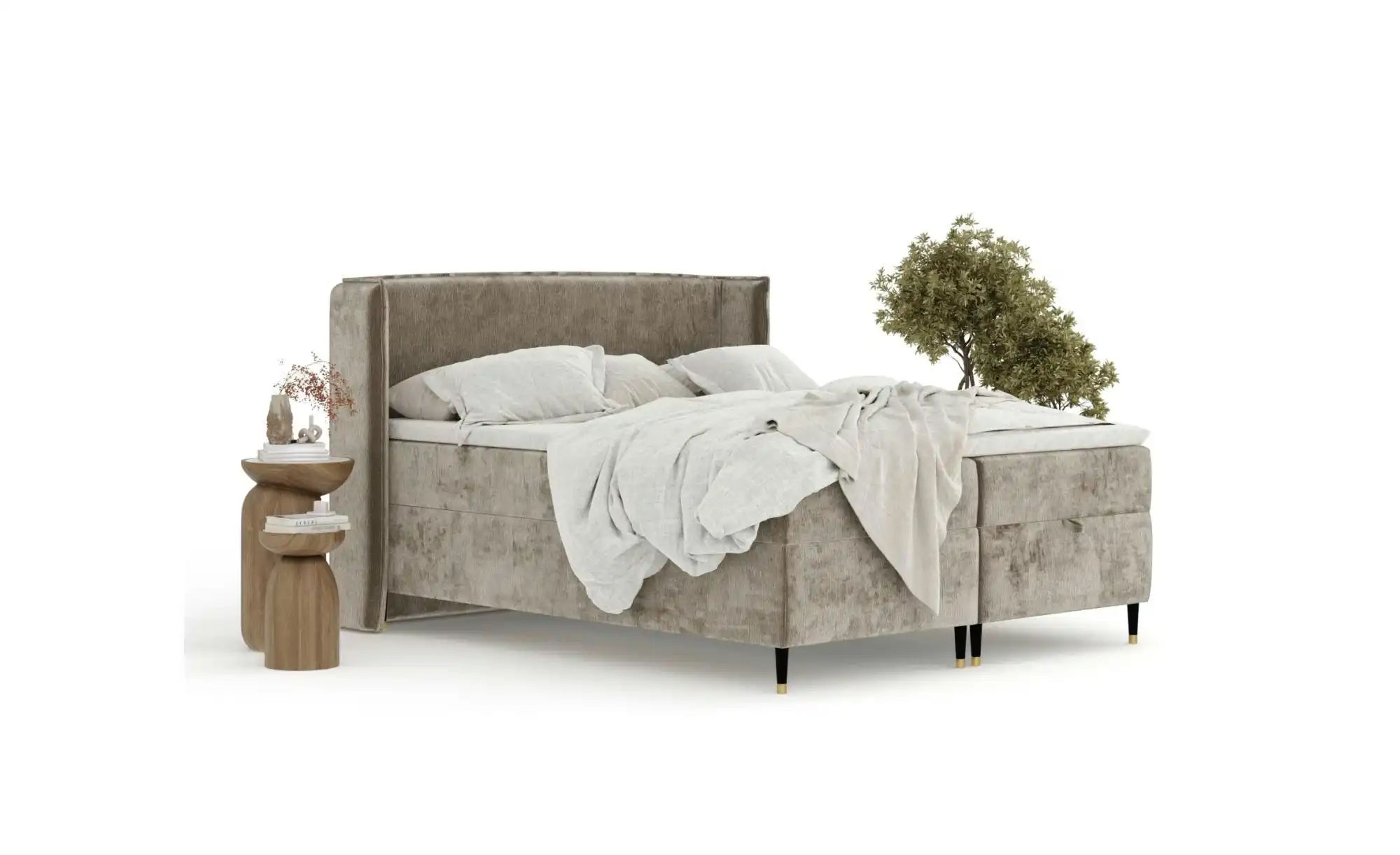 Boxspringbett mit Stauraum   ¦ beige ¦ Maße (cm): B: 218 H: 117 Betten > Ko günstig online kaufen