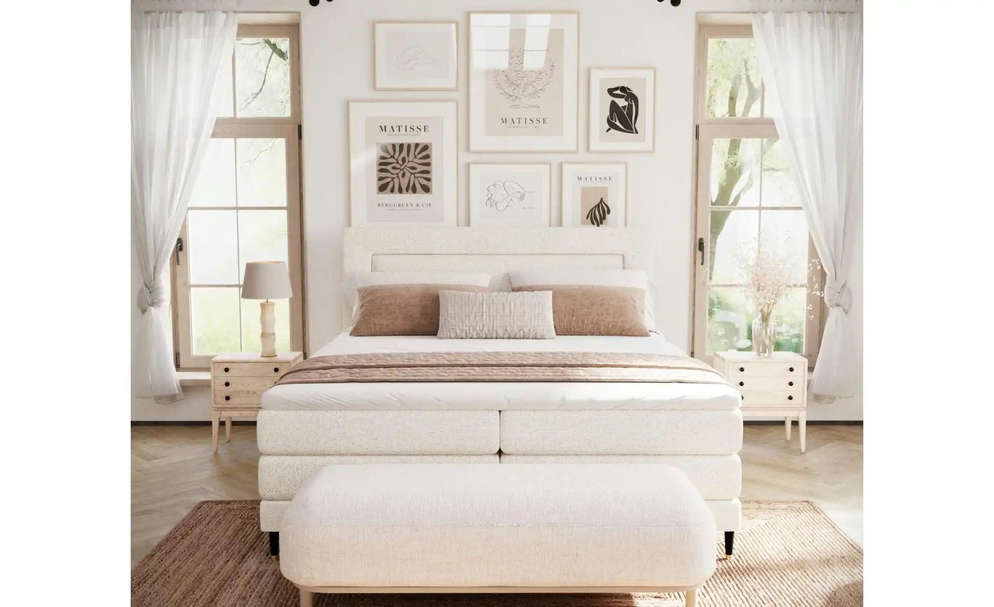 Boxspringbett   ¦ creme ¦ Maße (cm): B: 142 H: 123 Betten > Komfortbetten - günstig online kaufen