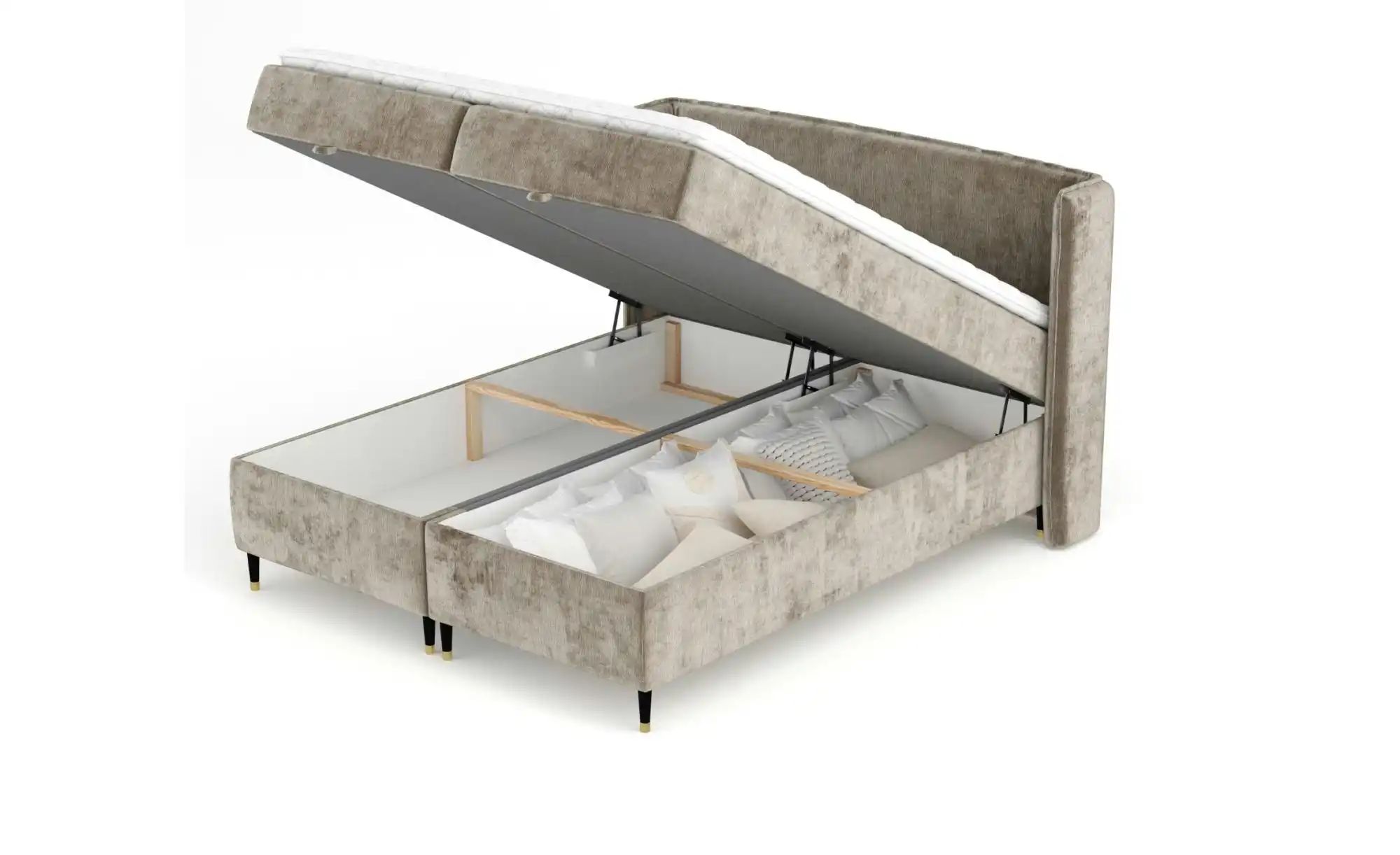 Boxspringbett mit Stauraum   ¦ beige ¦ Maße (cm): B: 198 H: 117 Betten > Ko günstig online kaufen