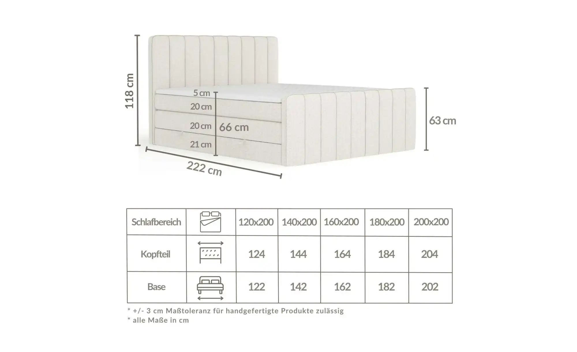 Boxspringbett mit Stauraum   ¦ beige ¦ Maße (cm): B: 184 H: 118 Betten > Ko günstig online kaufen