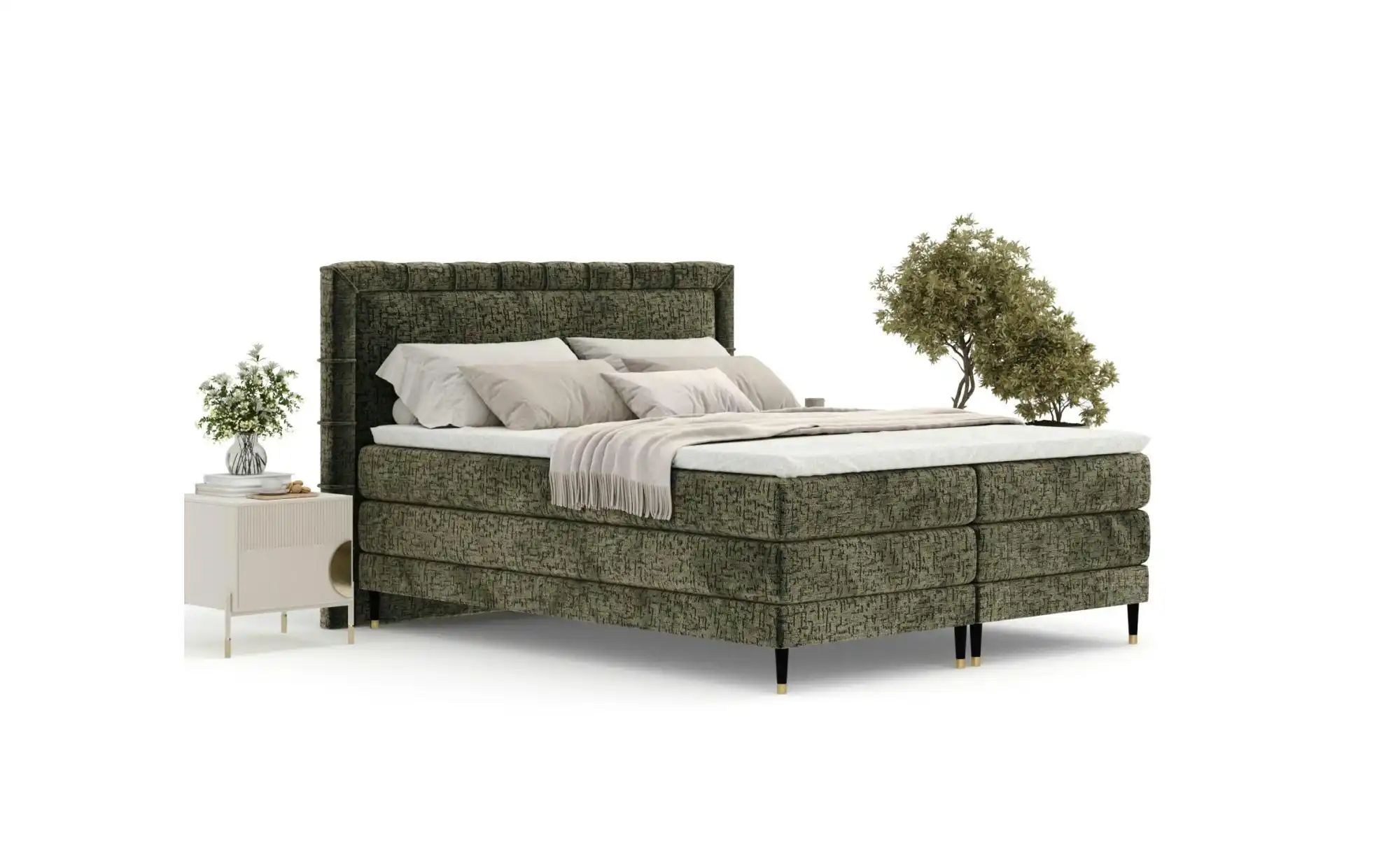 Boxspringbett   ¦ grün ¦ Maße (cm): B: 207 H: 123 Betten > Komfortbetten - günstig online kaufen