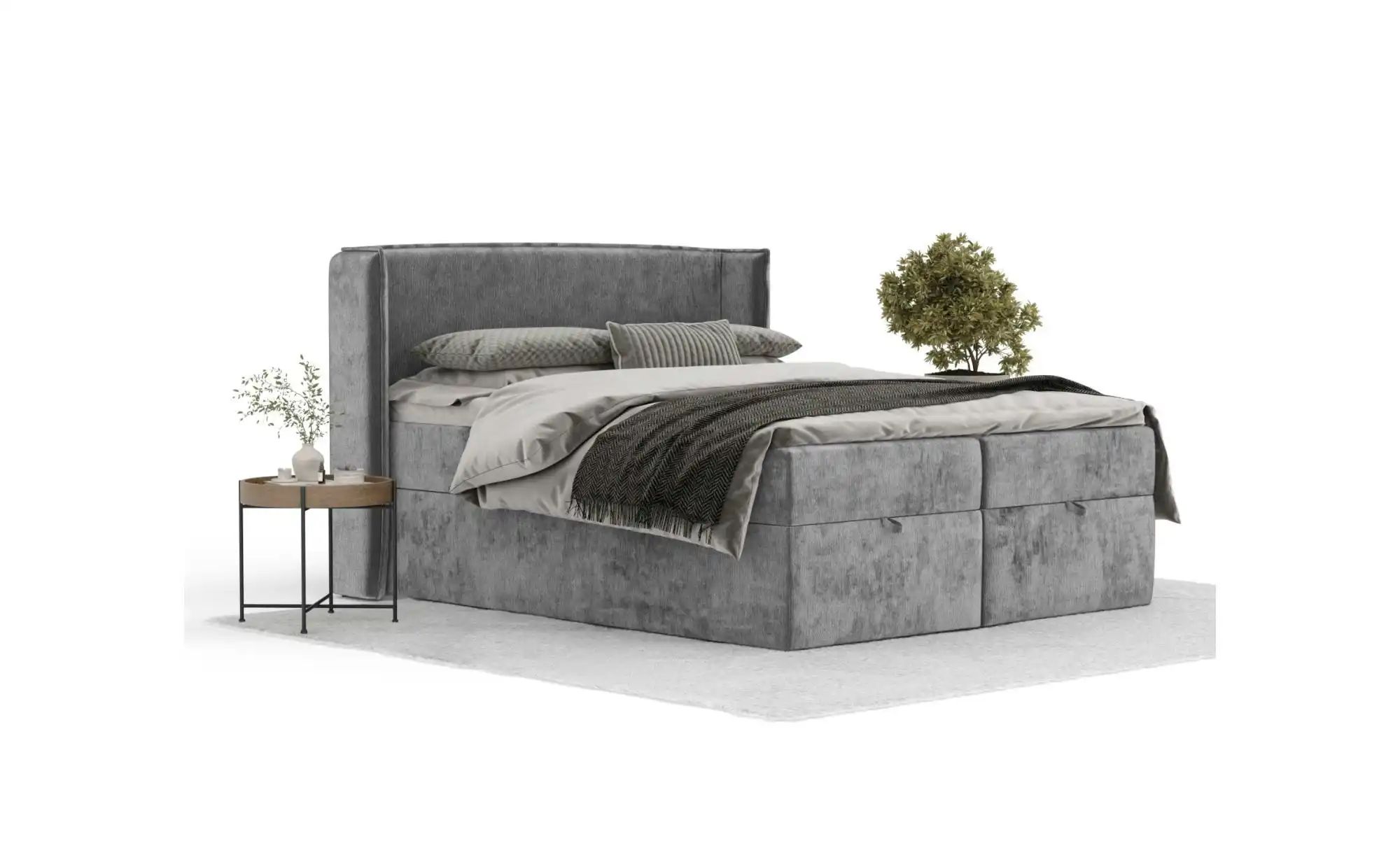 Boxspringbett mit Stauraum   ¦ grau ¦ Maße (cm): B: 218 H: 117 Betten > Kom günstig online kaufen