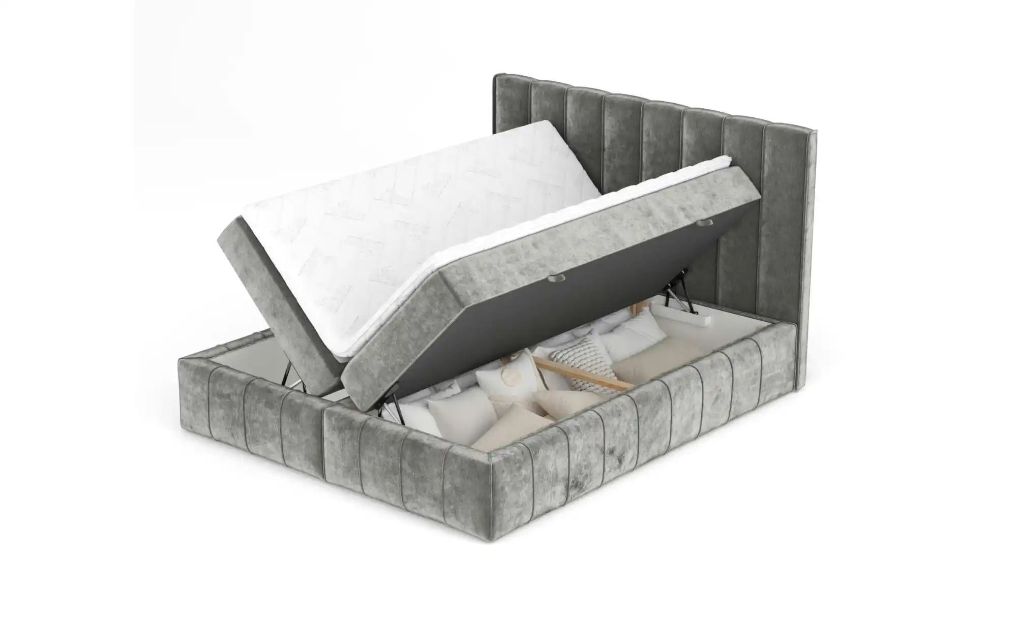 Boxspringbett mit Stauraum   ¦ grau ¦ Maße (cm): B: 205 H: 124 Betten > Kom günstig online kaufen