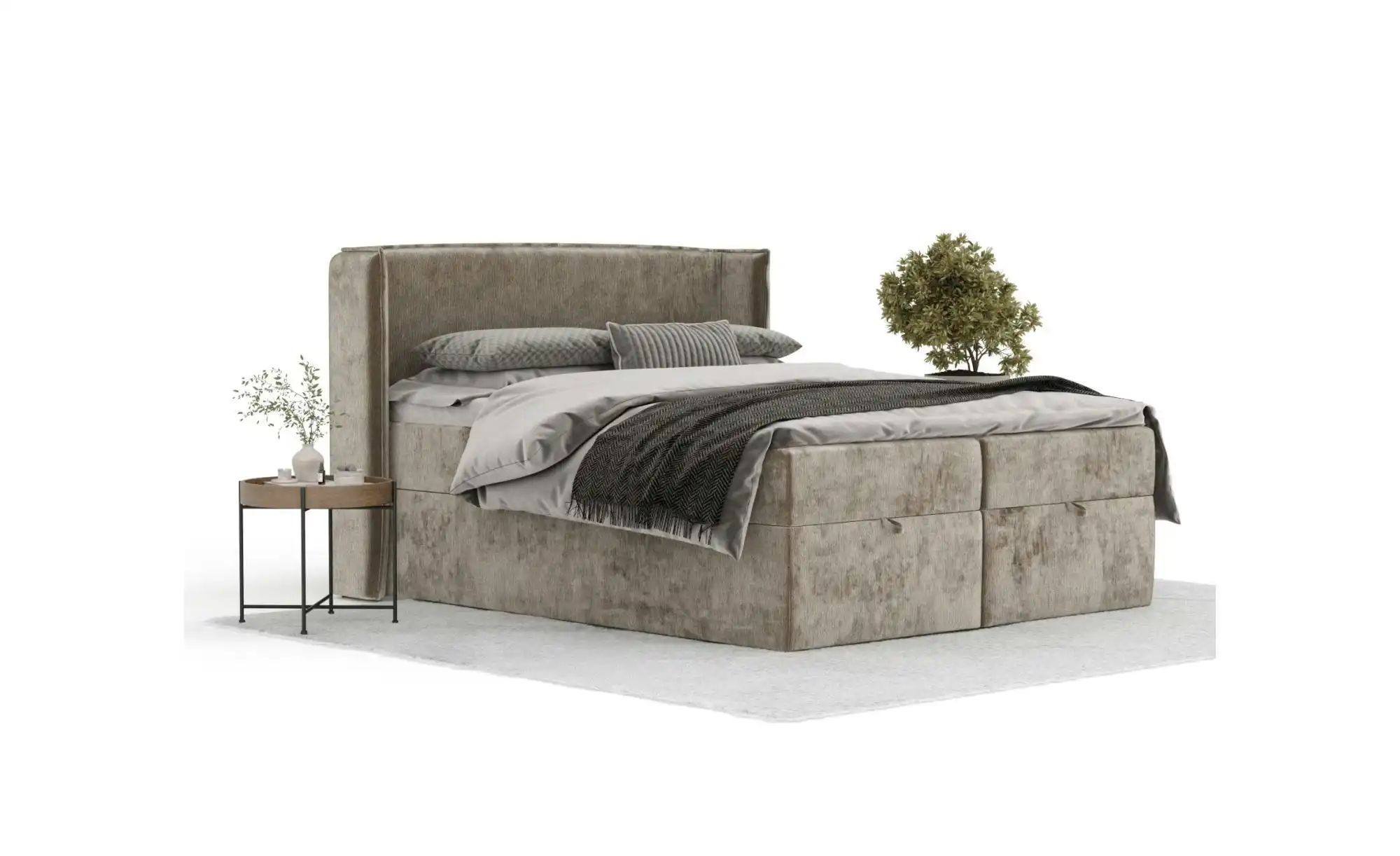 Boxspringbett mit Stauraum   ¦ beige ¦ Maße (cm): B: 158 H: 117 Betten > Ko günstig online kaufen