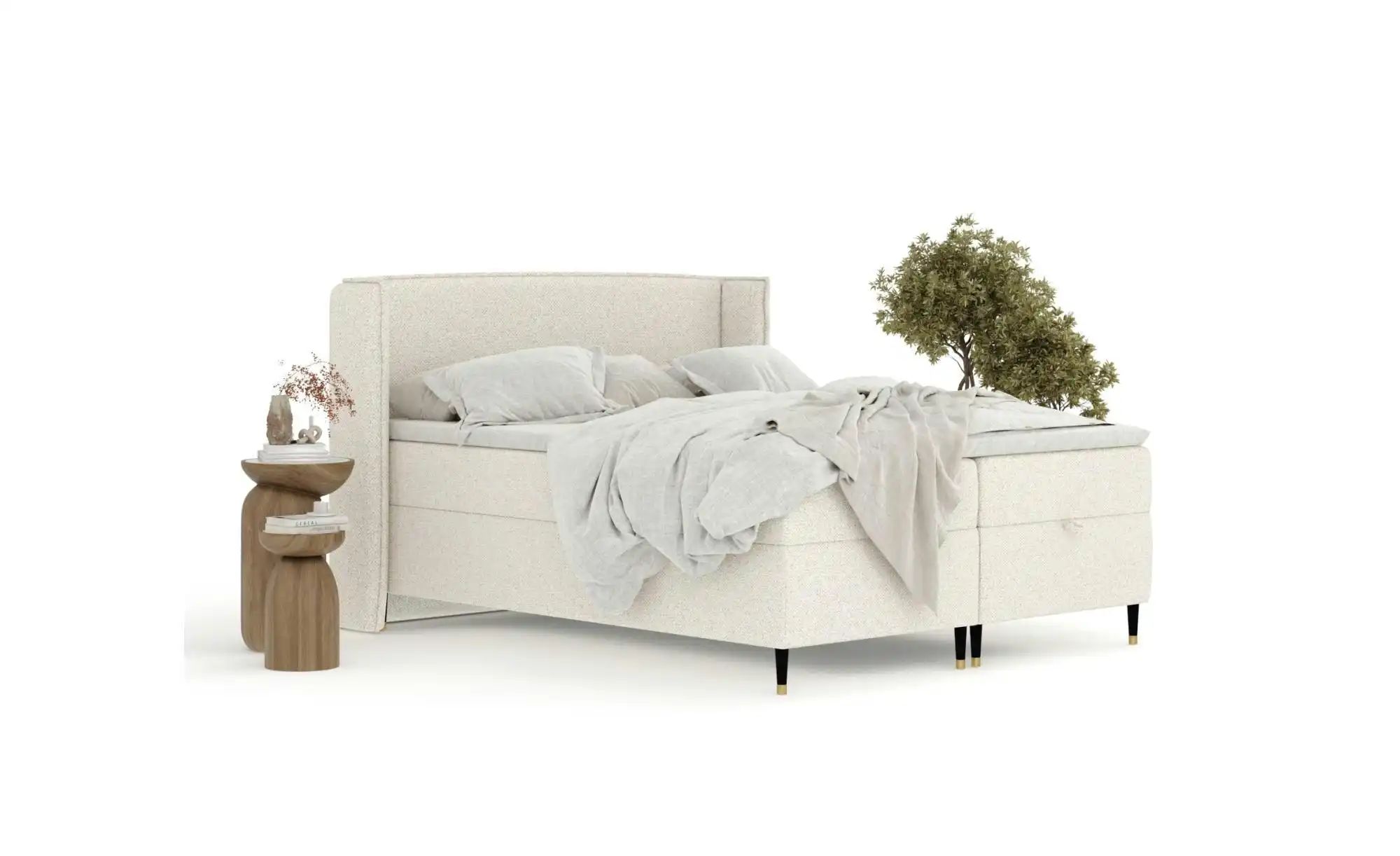 Boxspringbett mit Stauraum   ¦ creme ¦ Maße (cm): B: 198 H: 117 Betten > Ko günstig online kaufen