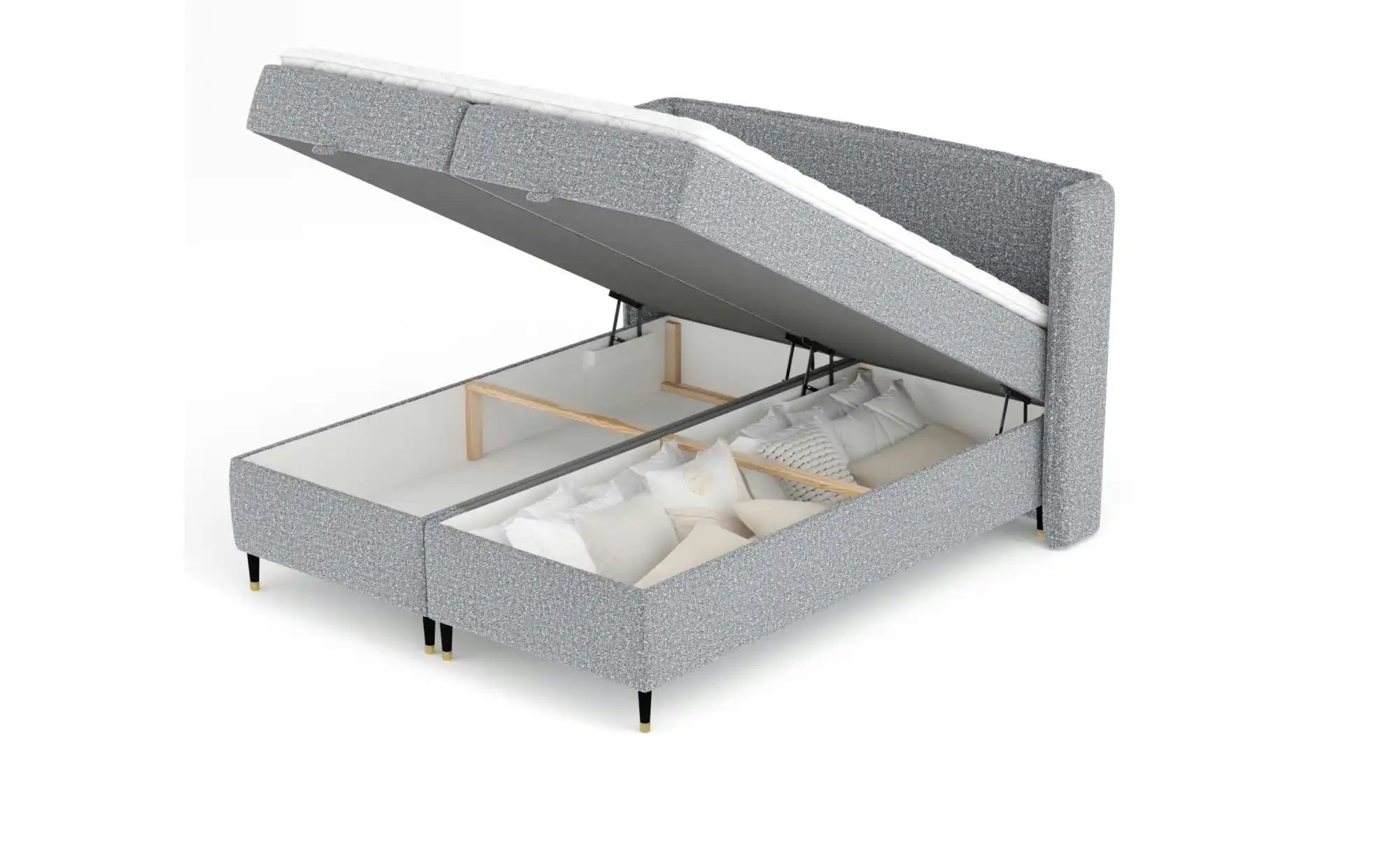 Boxspringbett mit Stauraum   ¦ grau ¦ Maße (cm): B: 158 H: 117 Betten > Kom günstig online kaufen