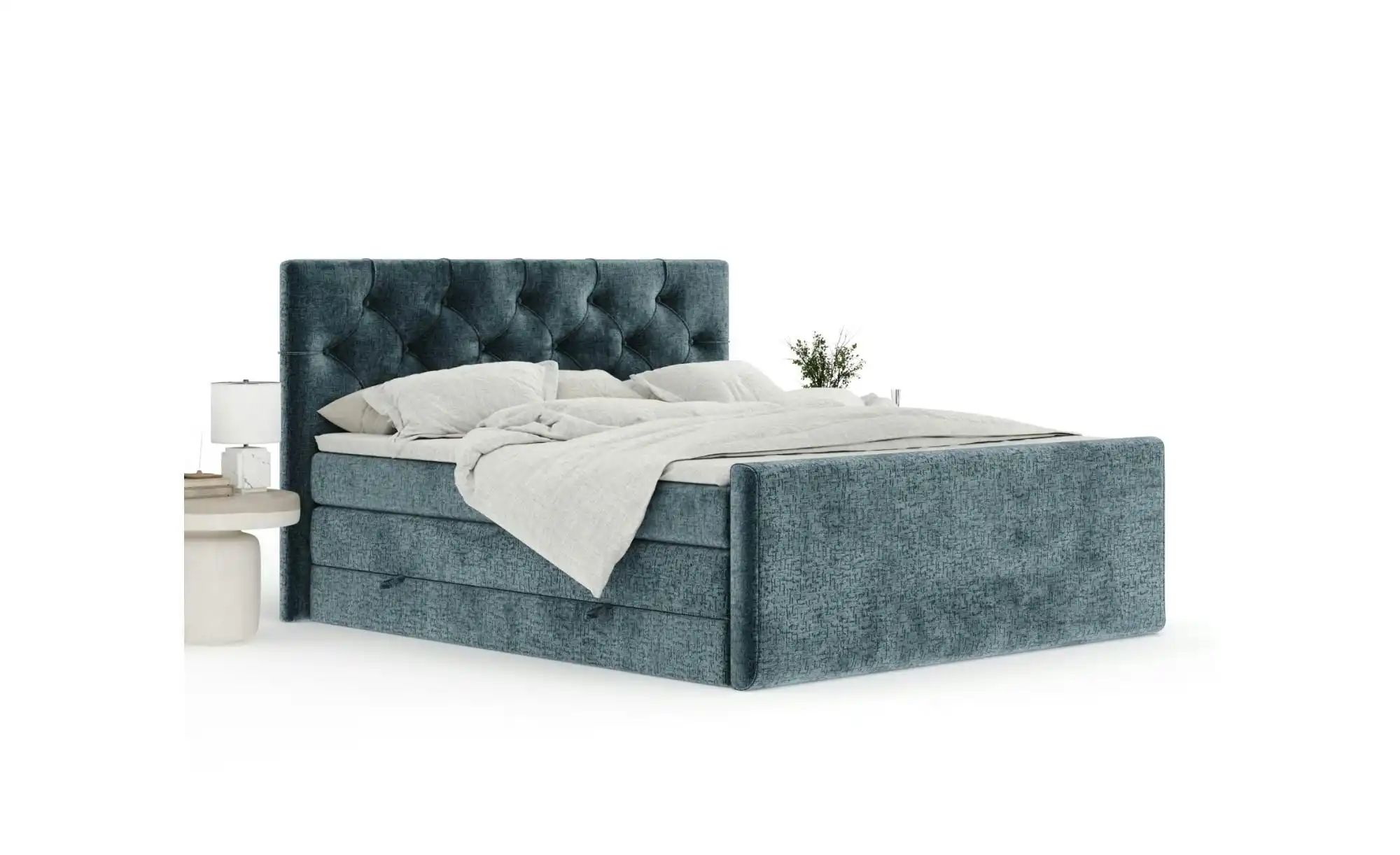 Boxspringbett mit Stauraum   ¦ blau ¦ Maße (cm): B: 222 H: 118 Betten > Kom günstig online kaufen