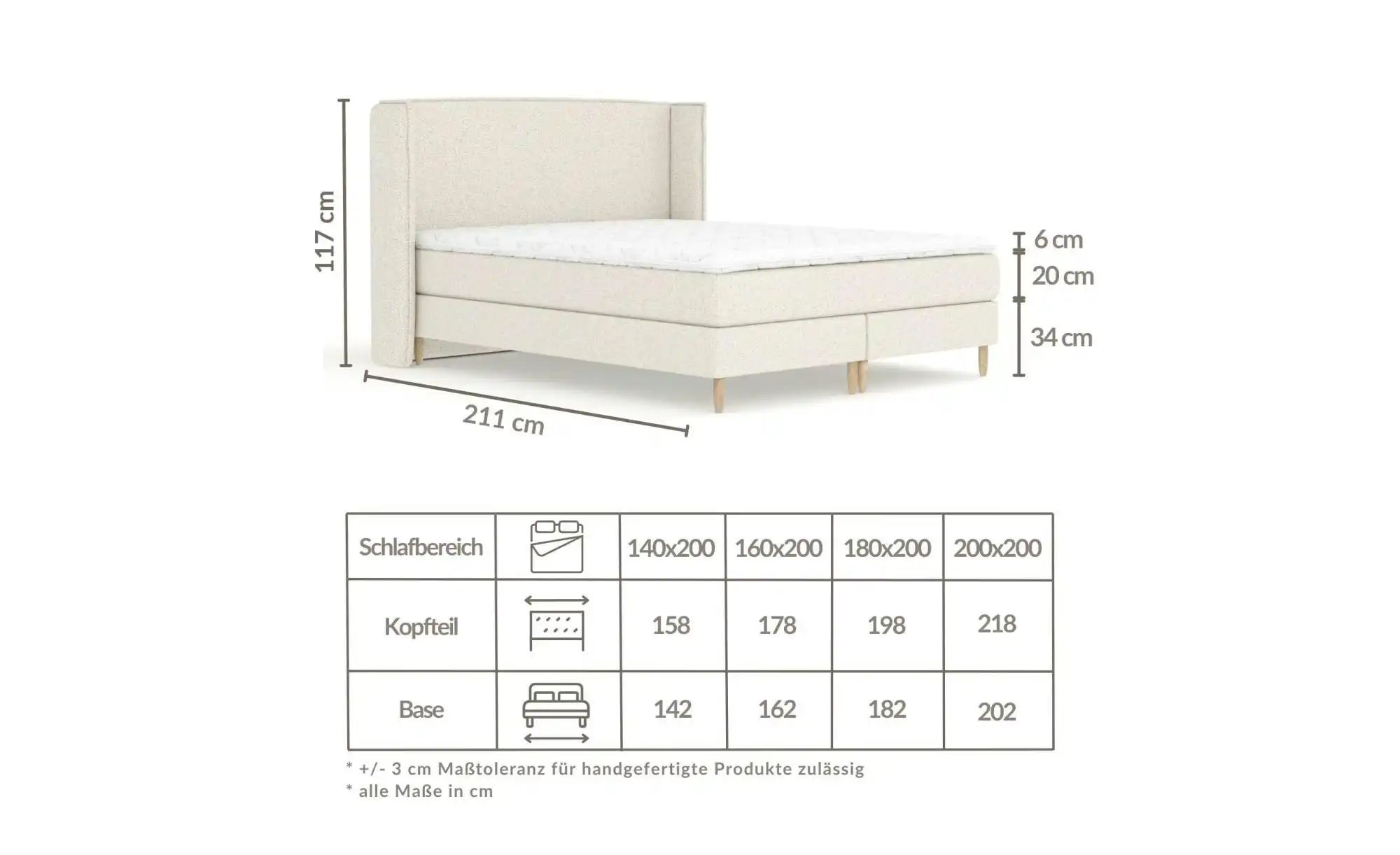 Boxspringbett   ¦ grau ¦ Maße (cm): B: 158 H: 117 Betten > Komfortbetten - günstig online kaufen