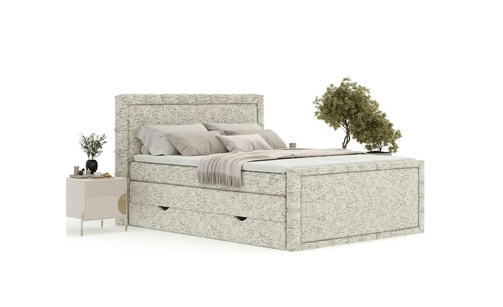 Boxspringbett mit Stauraum   ¦ beige ¦ Maße (cm): B: 207 H: 123 Betten > Ko günstig online kaufen