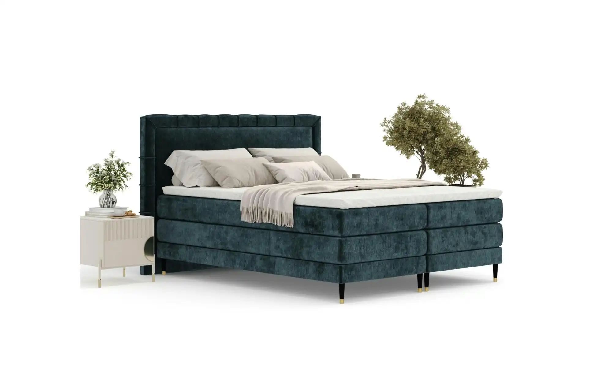 Boxspringbett   ¦ türkis/petrol ¦ Maße (cm): B: 207 H: 123 Betten > Komfort günstig online kaufen
