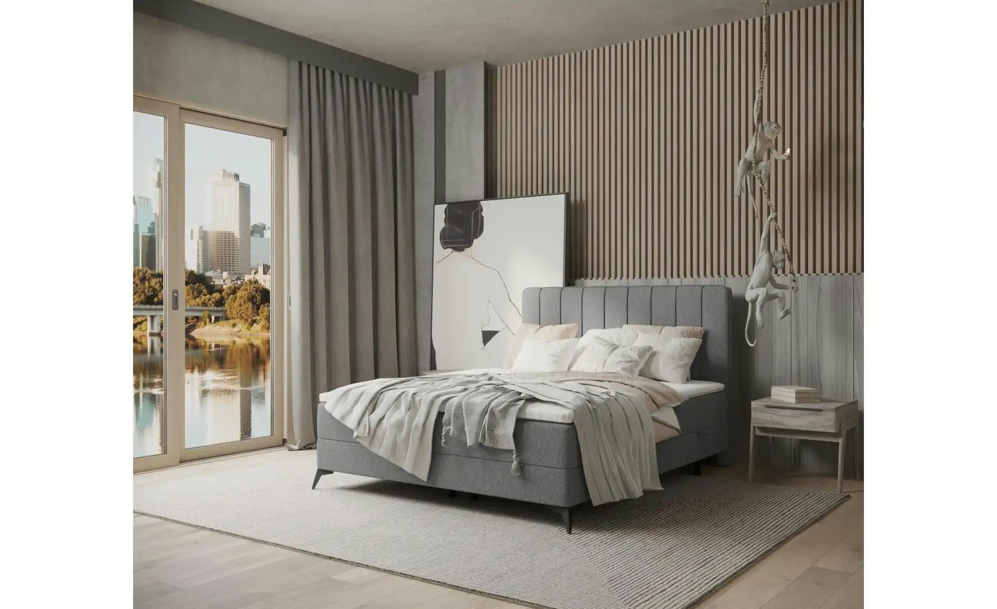 Boxspringbett mit Stauraum   ¦ grau ¦ Maße (cm): B: 182 H: 120 Betten > Kom günstig online kaufen