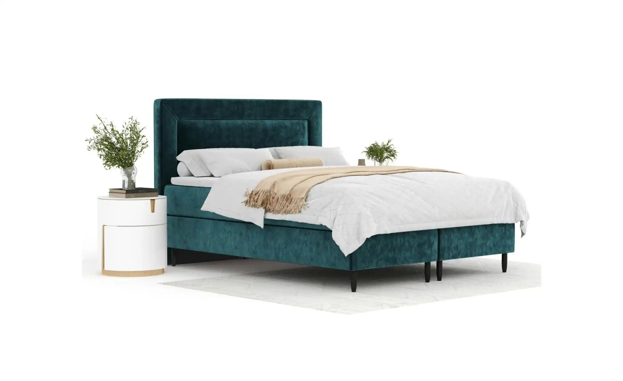 Boxspringbett   ¦ türkis/petrol ¦ Maße (cm): B: 205 H: 123 Betten > Komfort günstig online kaufen