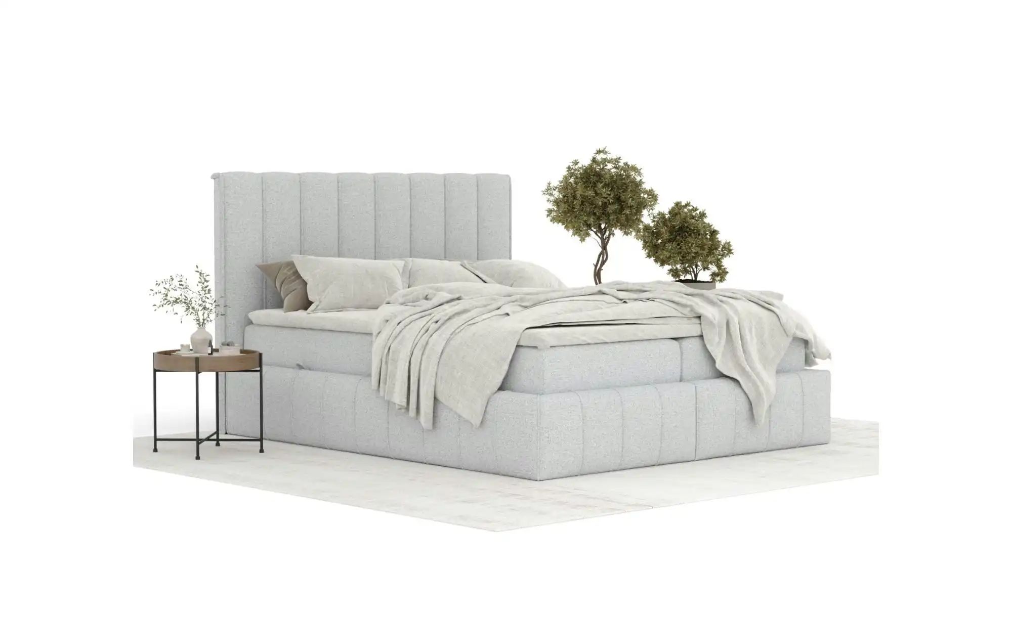 Boxspringbett mit Stauraum   ¦ grau ¦ Maße (cm): B: 185 H: 124 Betten > Kom günstig online kaufen