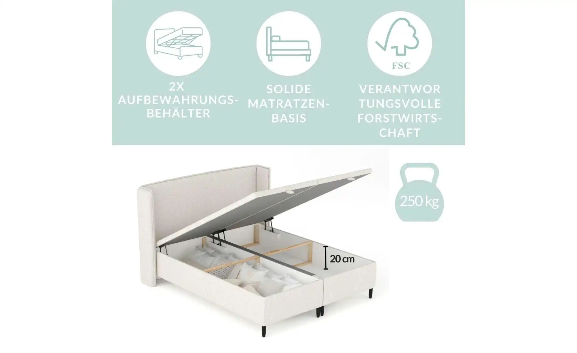 Polsterbett   ¦ beige ¦ Maße (cm): B: 178 H: 117 Betten > Komfortbetten - H günstig online kaufen