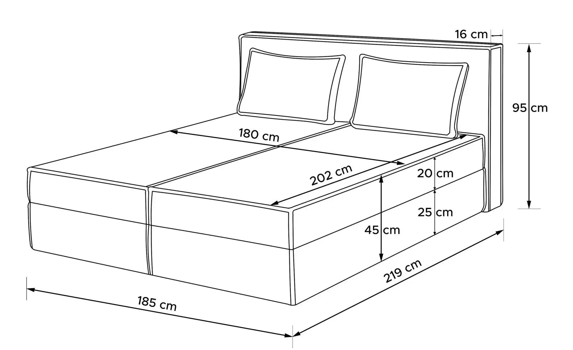 KONSIMO Boxbett   ¦ creme ¦ Maße (cm): B: 185 H: 95 Betten > Polsterbetten günstig online kaufen