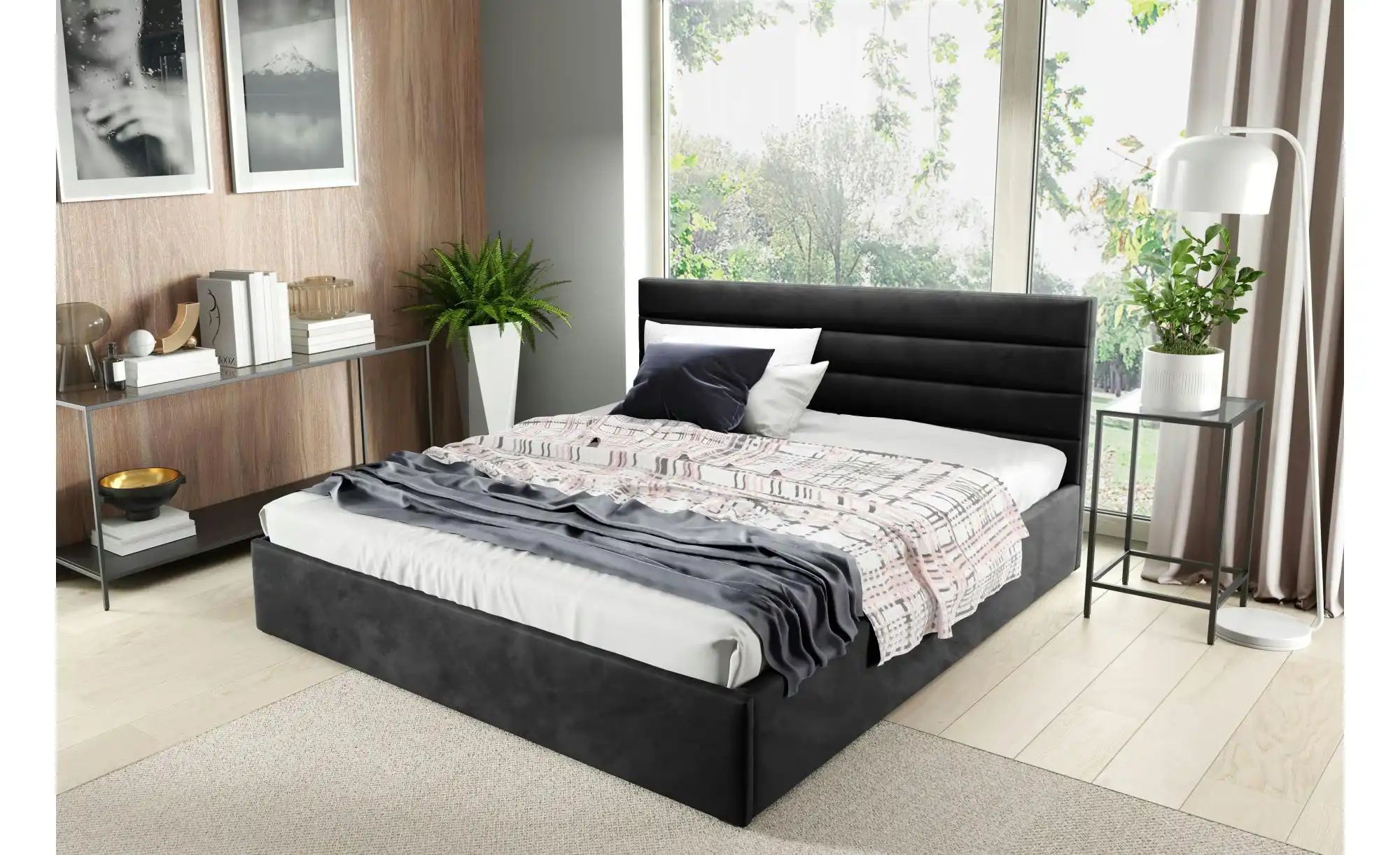 Polsterbett 200x200 Grün   ¦ schwarz ¦ Maße (cm): B: 99 H: 85 Betten > Pols günstig online kaufen