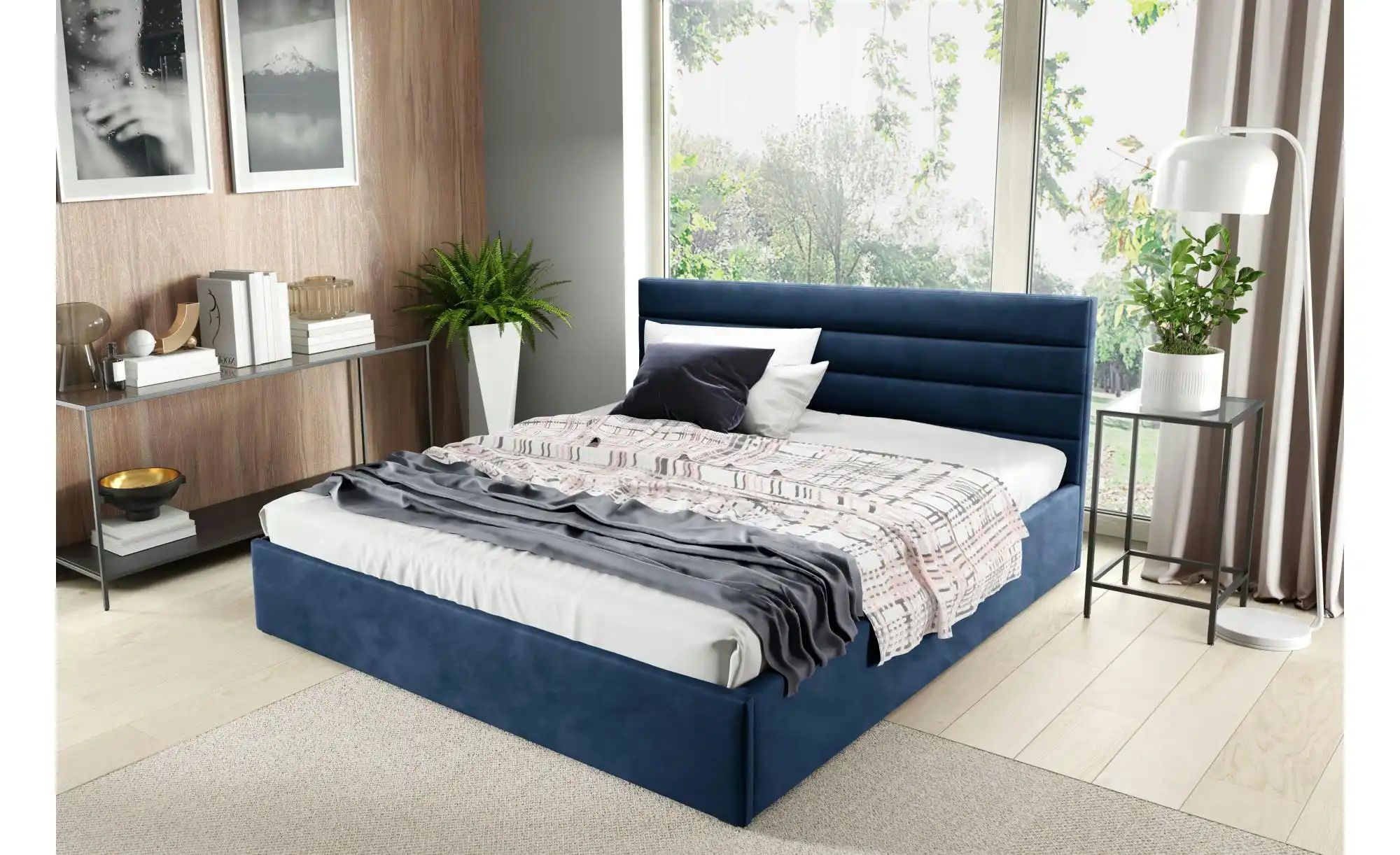 Thumbnail - Polsterbett mit Bettkasten Bella ¦ blau ¦ Maße (cm): B: 99 H: 85 Betten > Polsterbetten - Höffner