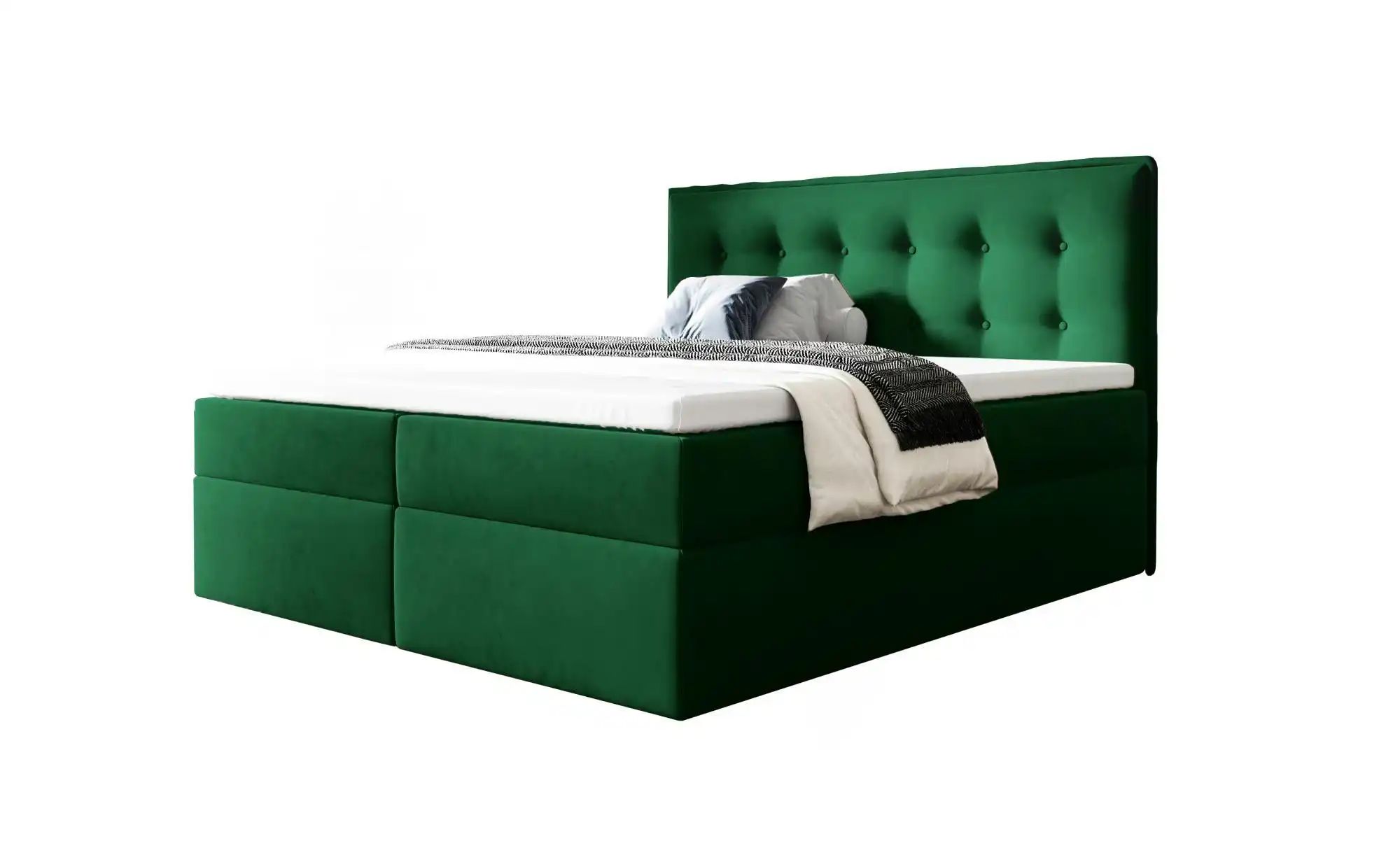 Boxbett 200x200 Grau   ¦ grün ¦ Maße (cm): B: 140 H: 110 Betten > Polsterbe günstig online kaufen