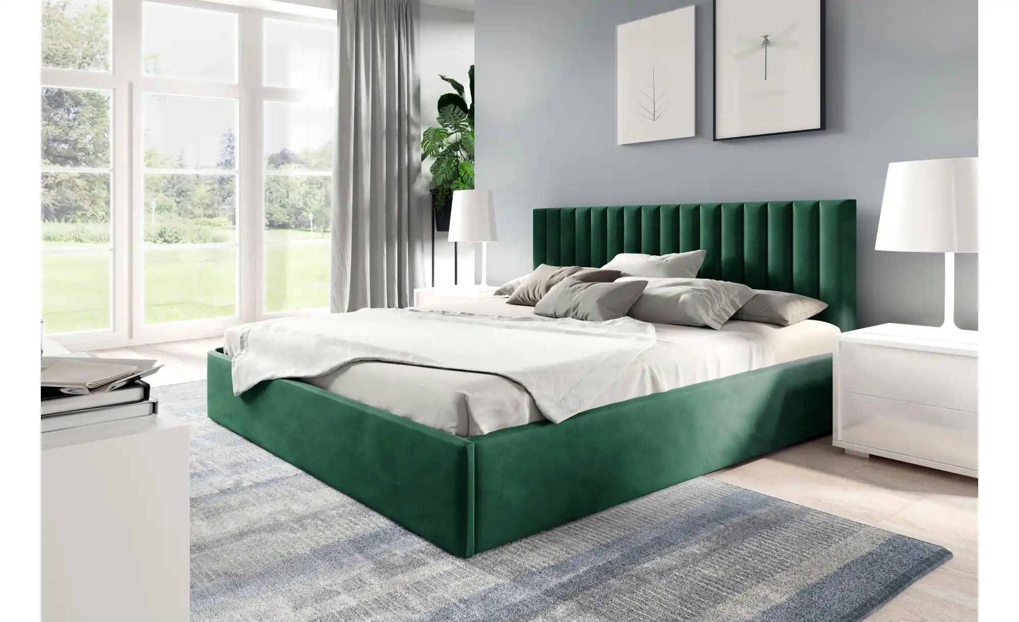 Polsterbett 90x200 Grün   ¦ grün ¦ Maße (cm): B: 99 H: 85 Betten > Polsterb günstig online kaufen