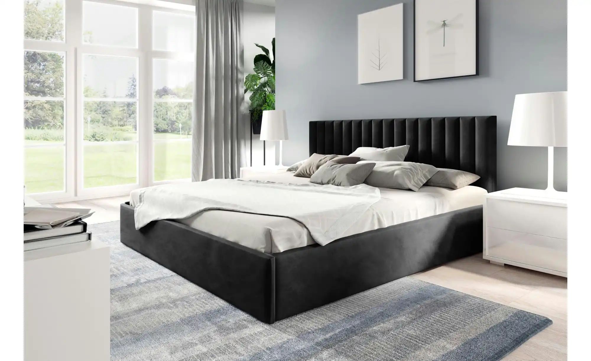 Polsterbett 90x200 Grün   ¦ schwarz ¦ Maße (cm): B: 99 H: 85 Betten > Polst günstig online kaufen