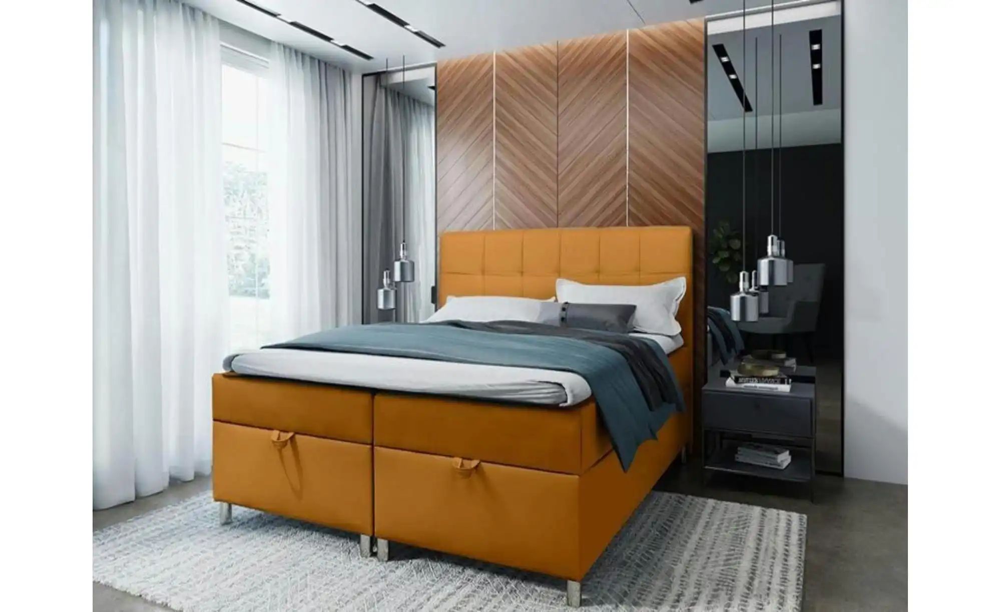 Boxbett 140x200 Dunkelblau   ¦ gelb ¦ Maße (cm): B: 180 H: 110 Betten > Pol günstig online kaufen