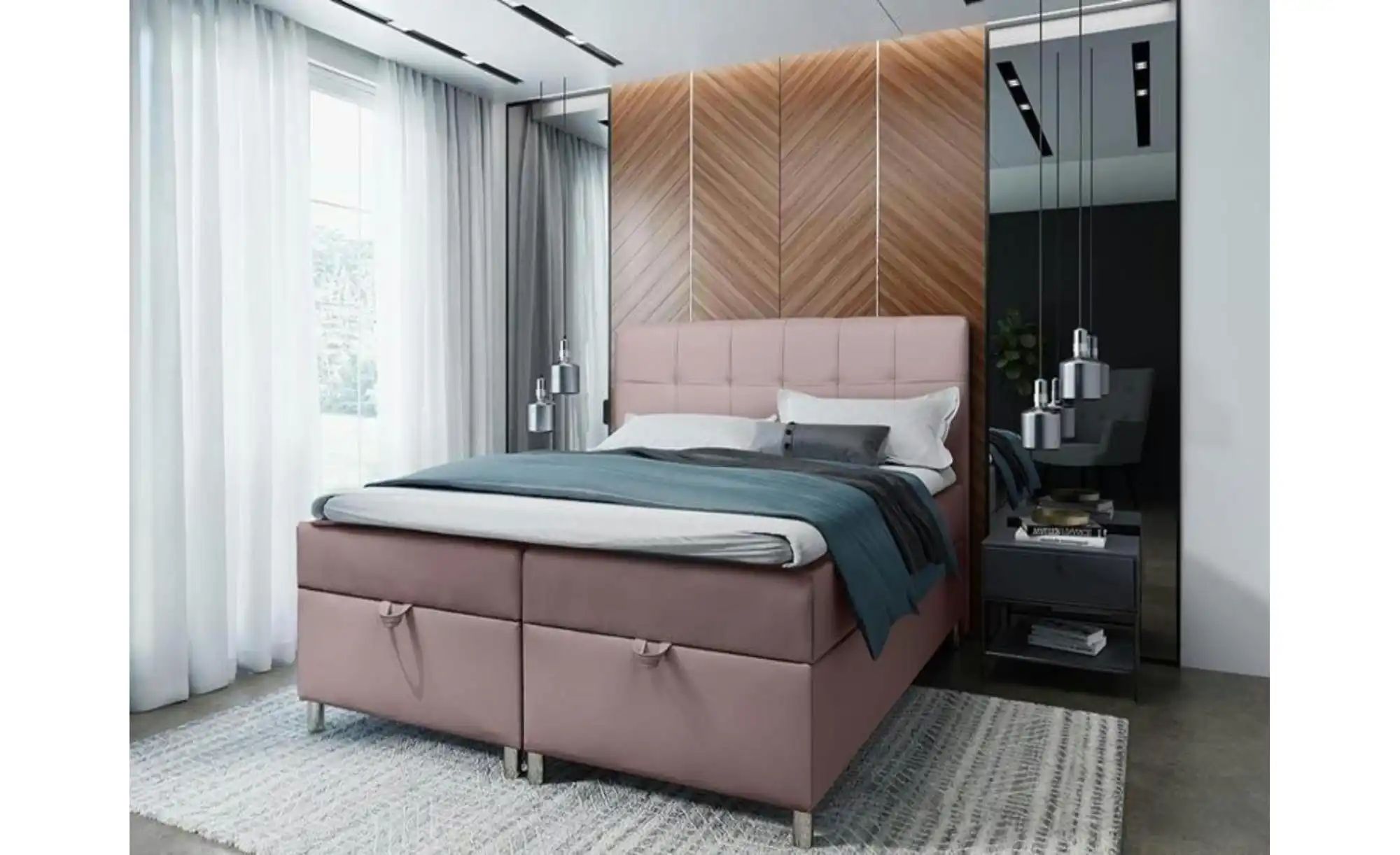 Boxbett 140x200 Dunkelblau   ¦ rosa/pink ¦ Maße (cm): B: 200 H: 110 Betten günstig online kaufen