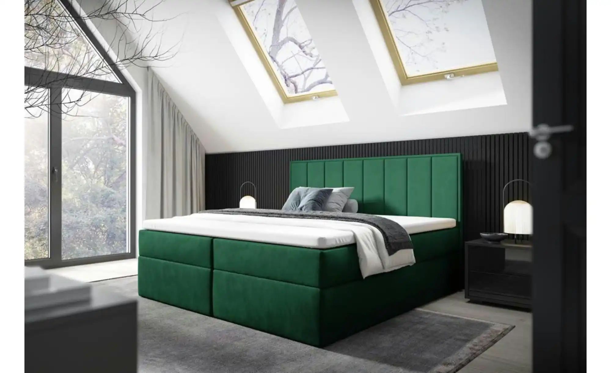 Boxbett 140x200 Rosa   ¦ grün ¦ Maße (cm): B: 200 H: 110 Betten > Polsterbe günstig online kaufen