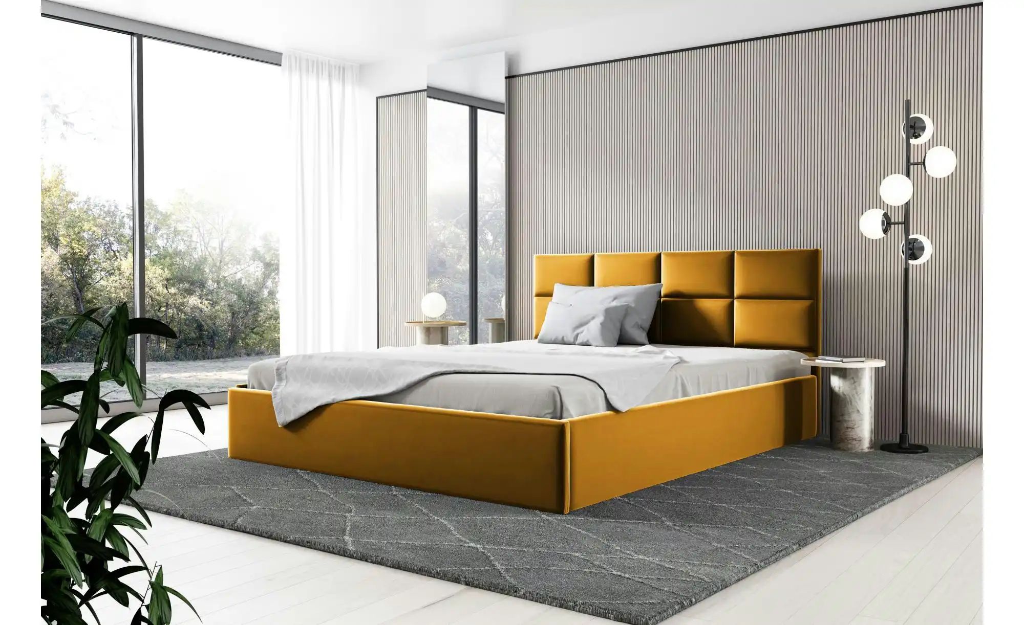 Polsterbett 200x200 Beige   ¦ gelb ¦ Maße (cm): B: 169 H: 90 Betten > Polst günstig online kaufen