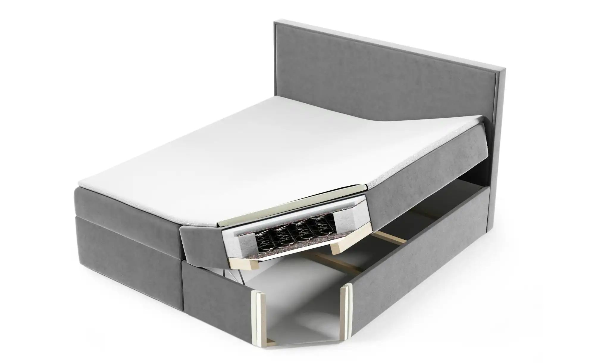 Boxbett 200x200 Grau   ¦ grau ¦ Maße (cm): B: 180 H: 110 Betten > Polsterbe günstig online kaufen
