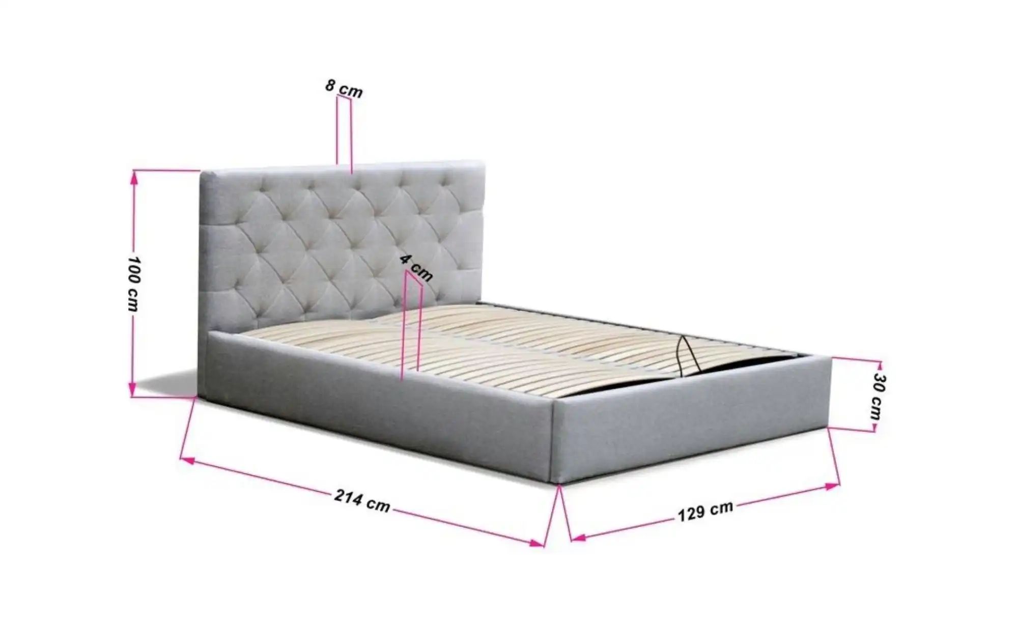 Polsterbett 160x200 Grau   ¦ grün ¦ Maße (cm): B: 129 H: 85 Betten > Polste günstig online kaufen