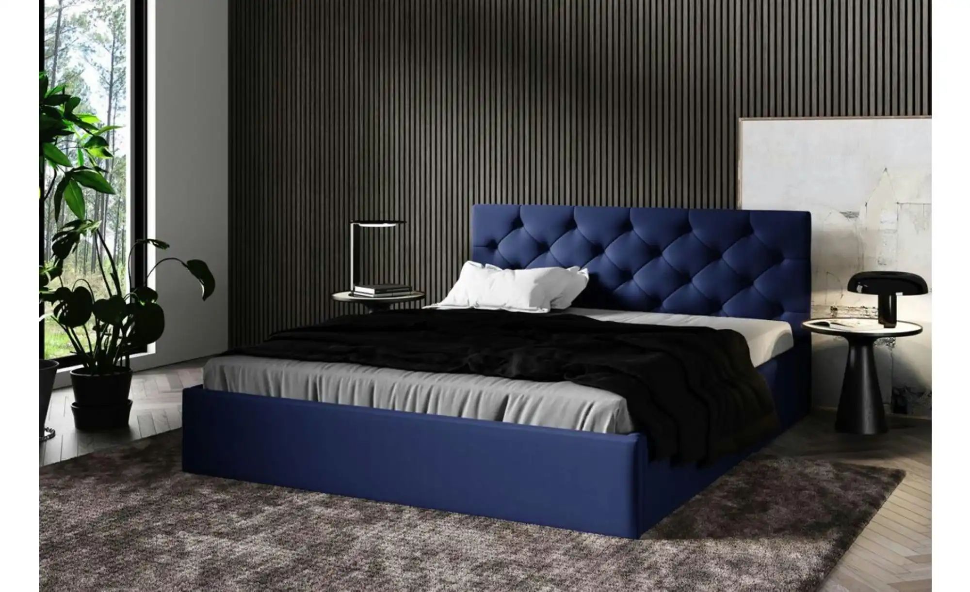 Polsterbett 160x200 Grau   ¦ blau ¦ Maße (cm): B: 129 H: 85 Betten > Polste günstig online kaufen