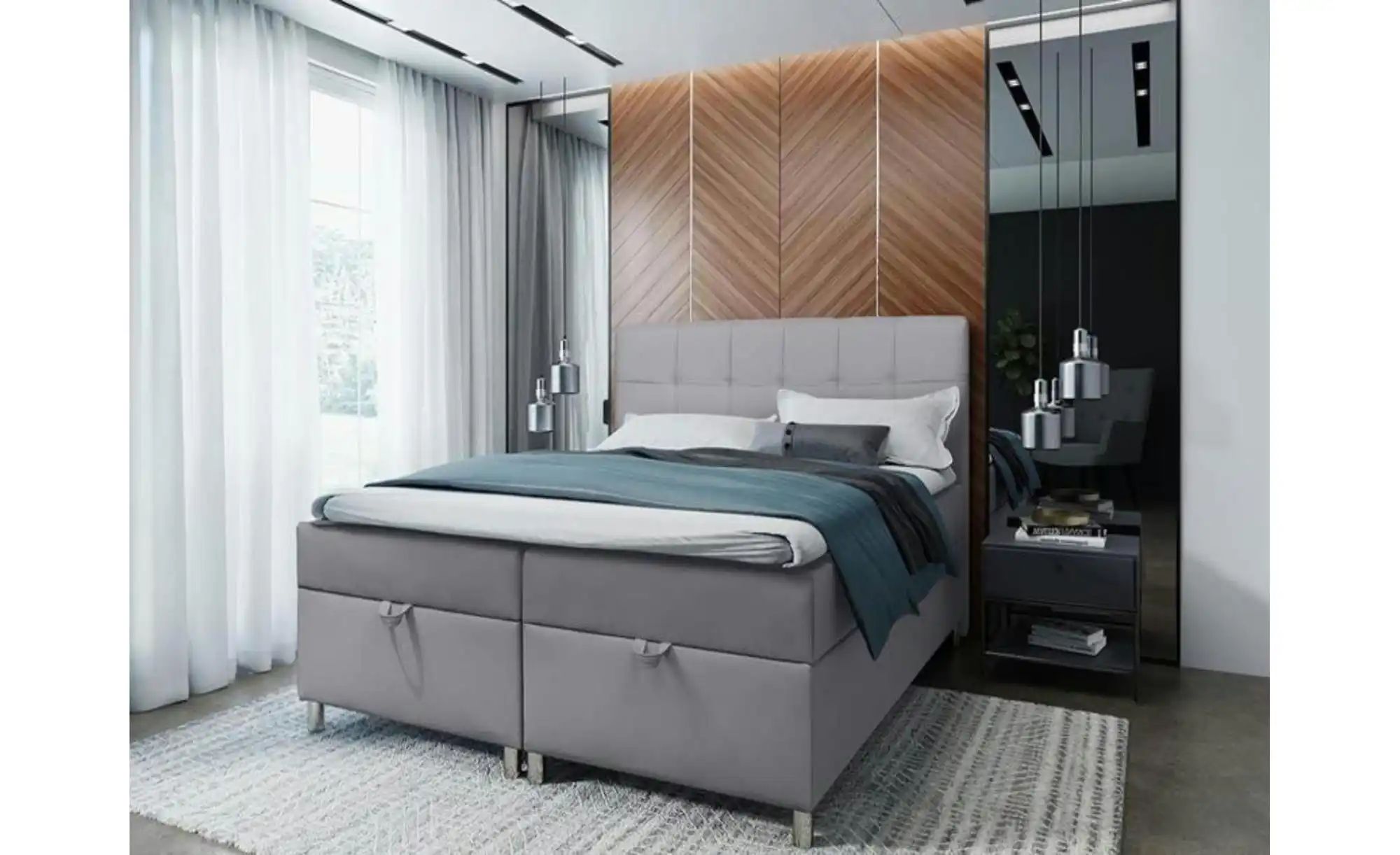 Boxbett 140x200 Dunkelblau   ¦ grau ¦ Maße (cm): B: 120 H: 110 Betten > Pol günstig online kaufen