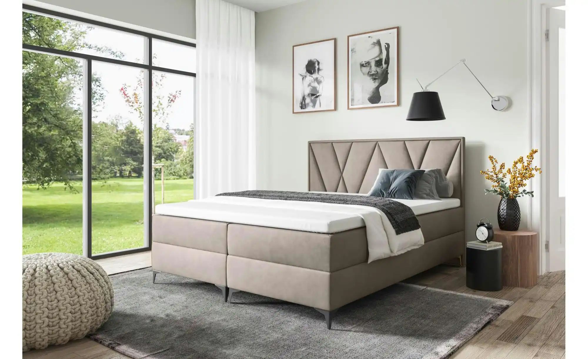 Boxbett 140x200 Schwarz   ¦ beige ¦ Maße (cm): B: 200 H: 110 Betten > Polst günstig online kaufen