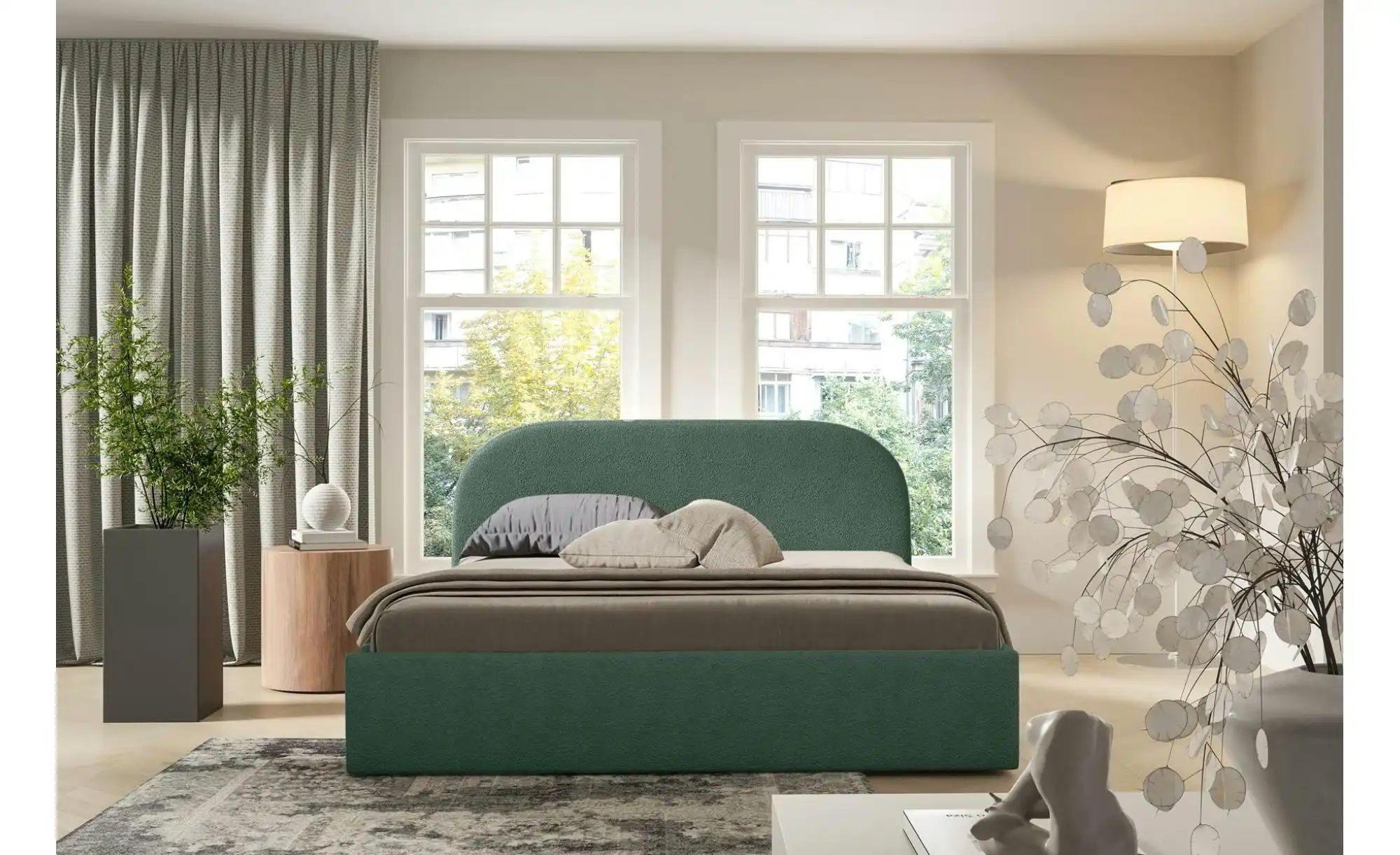 Polsterbett 180x200 Grau   ¦ grün ¦ Maße (cm): B: 160 H: 90 Betten > Polste günstig online kaufen